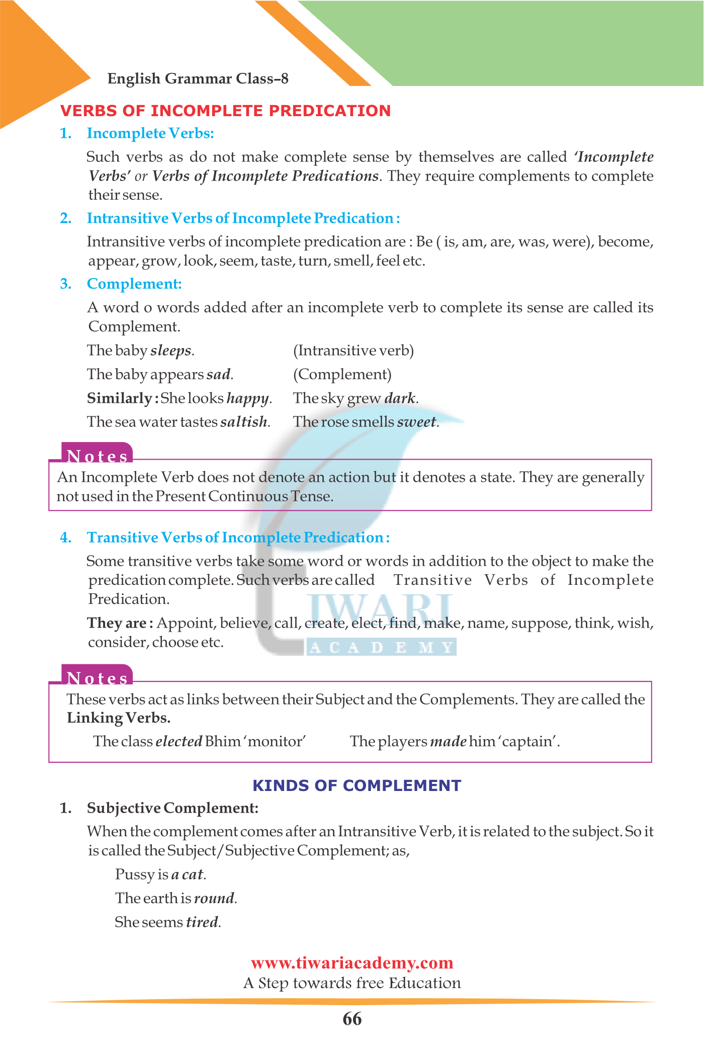 Class 8 English Grammar The Verb to noun