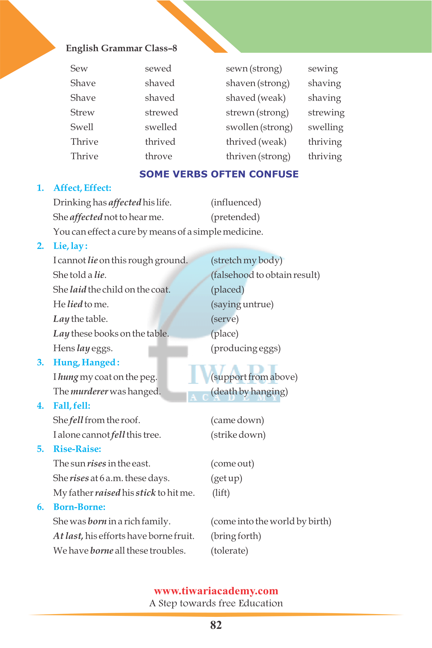8 English Grammar verbs and its kinds