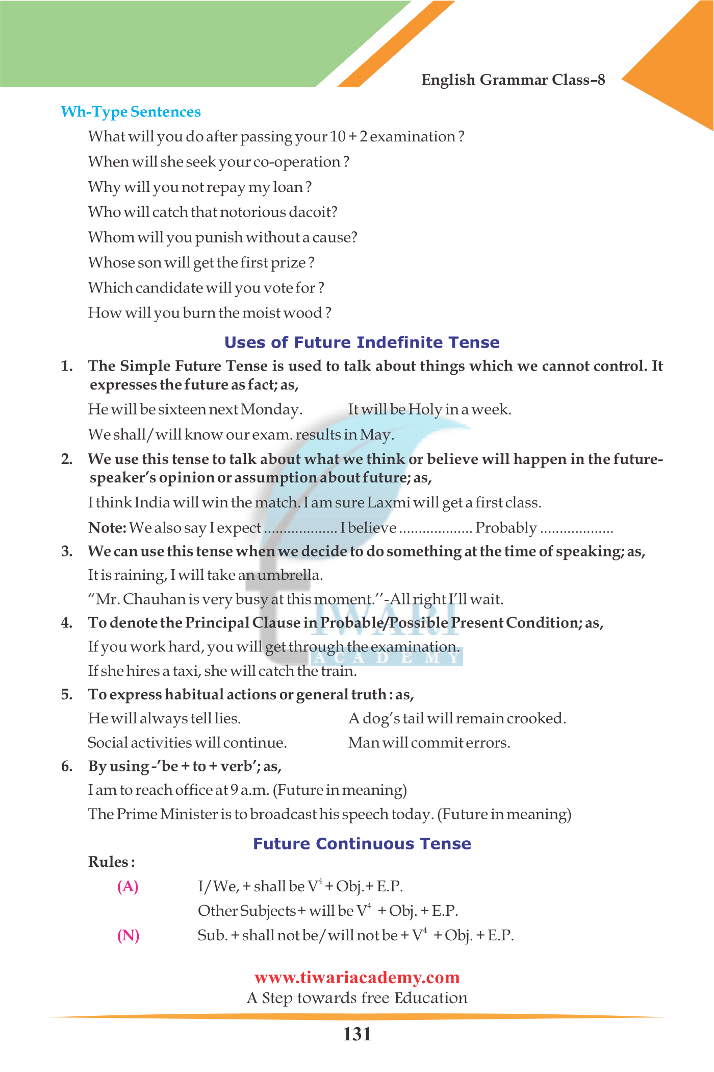 Class 8 English Grammar Chapter 9 The Tense for CBSE 2022-2023.