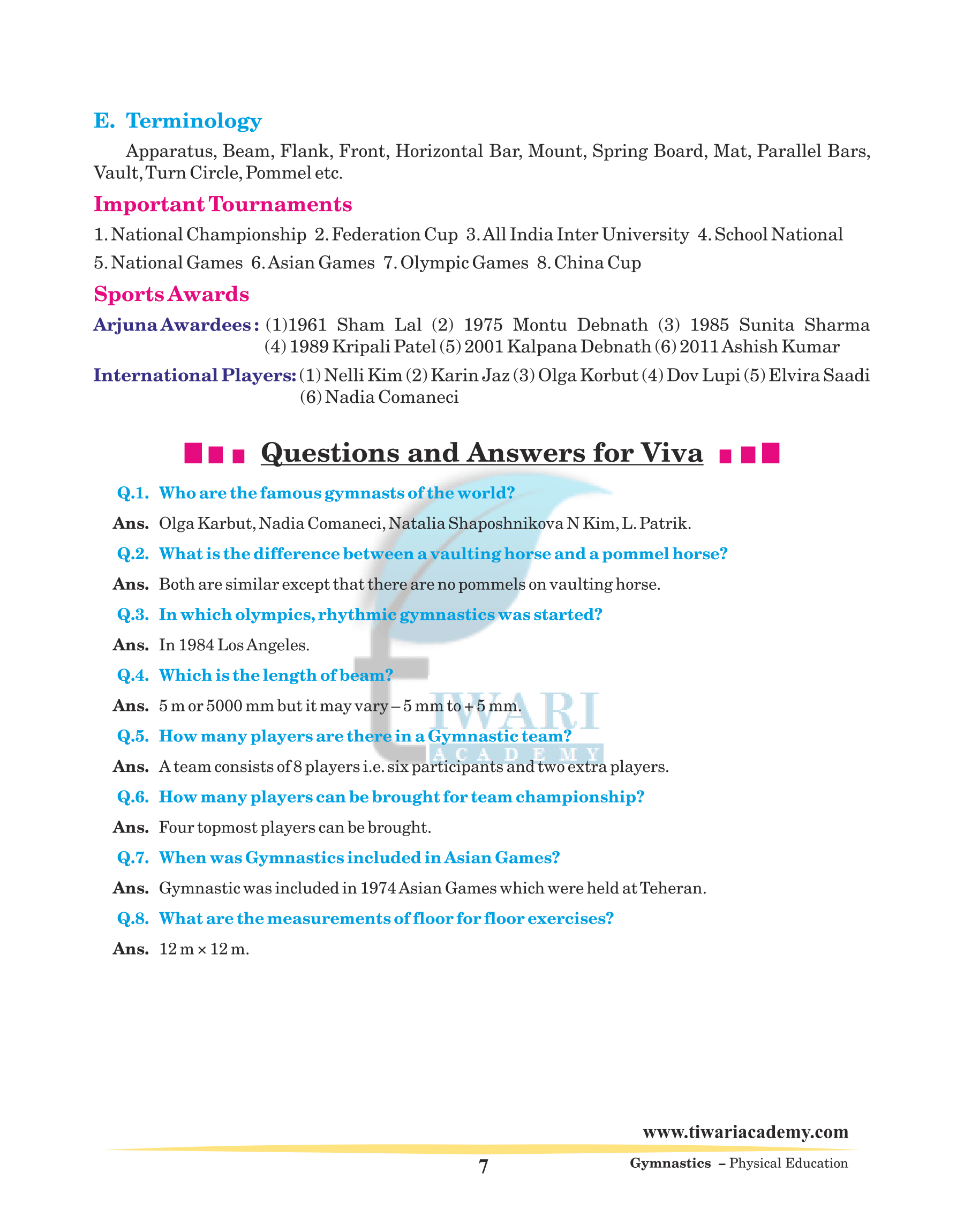 FAQ in Gymnastics