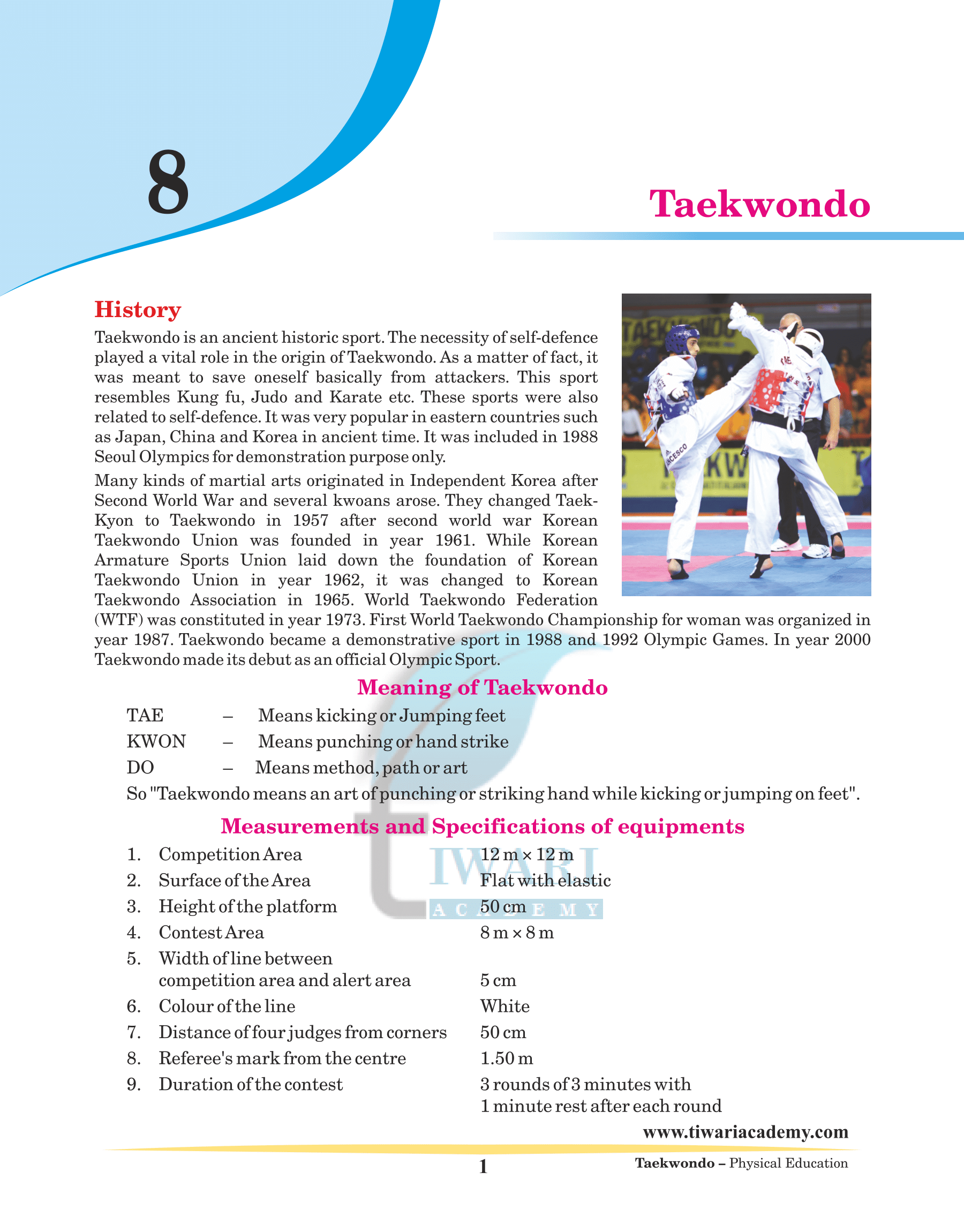 Prescripción Bolsa estante Rules for Taekwondo sports, main tournaments and competitions.