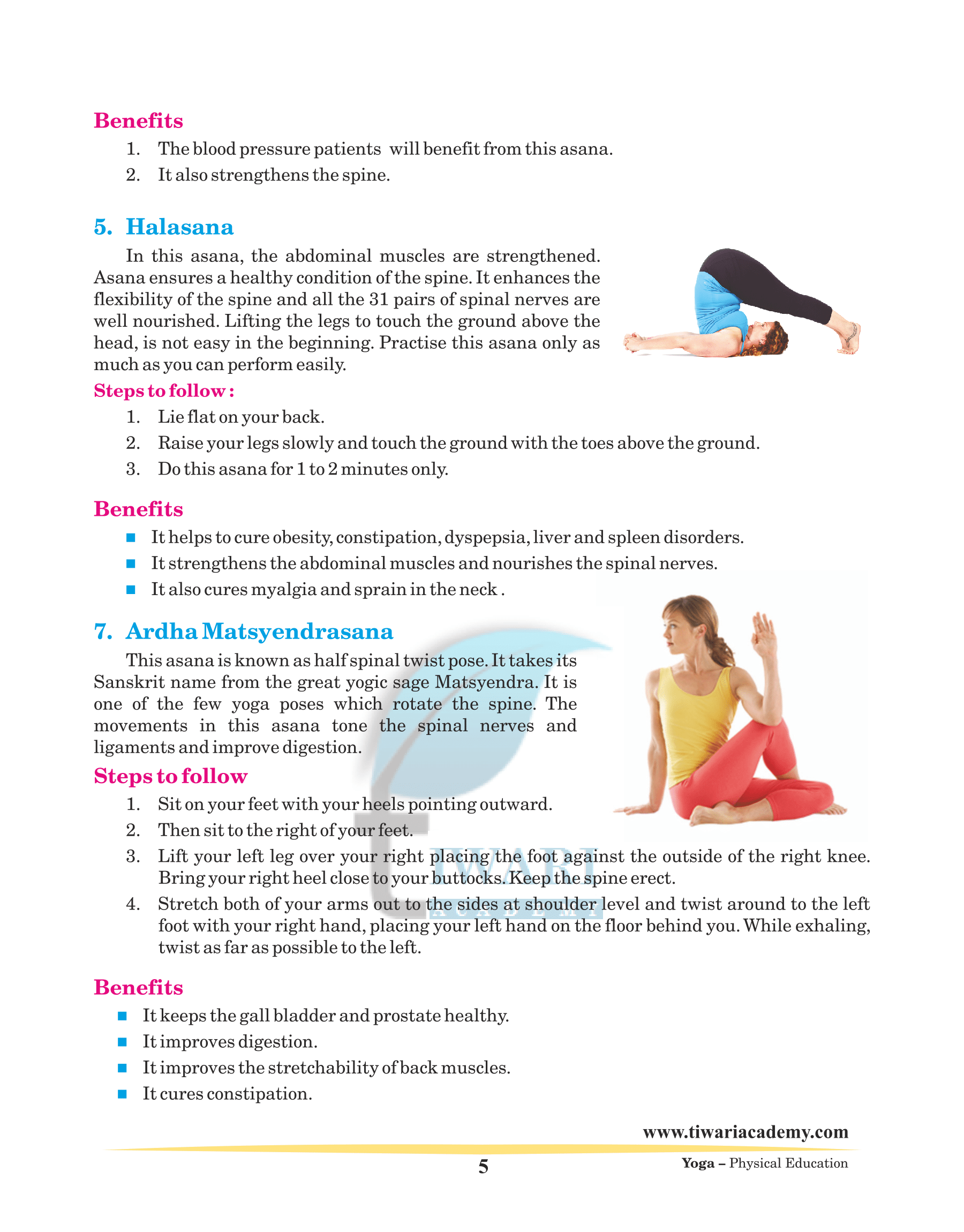 Different stages of Yoga
