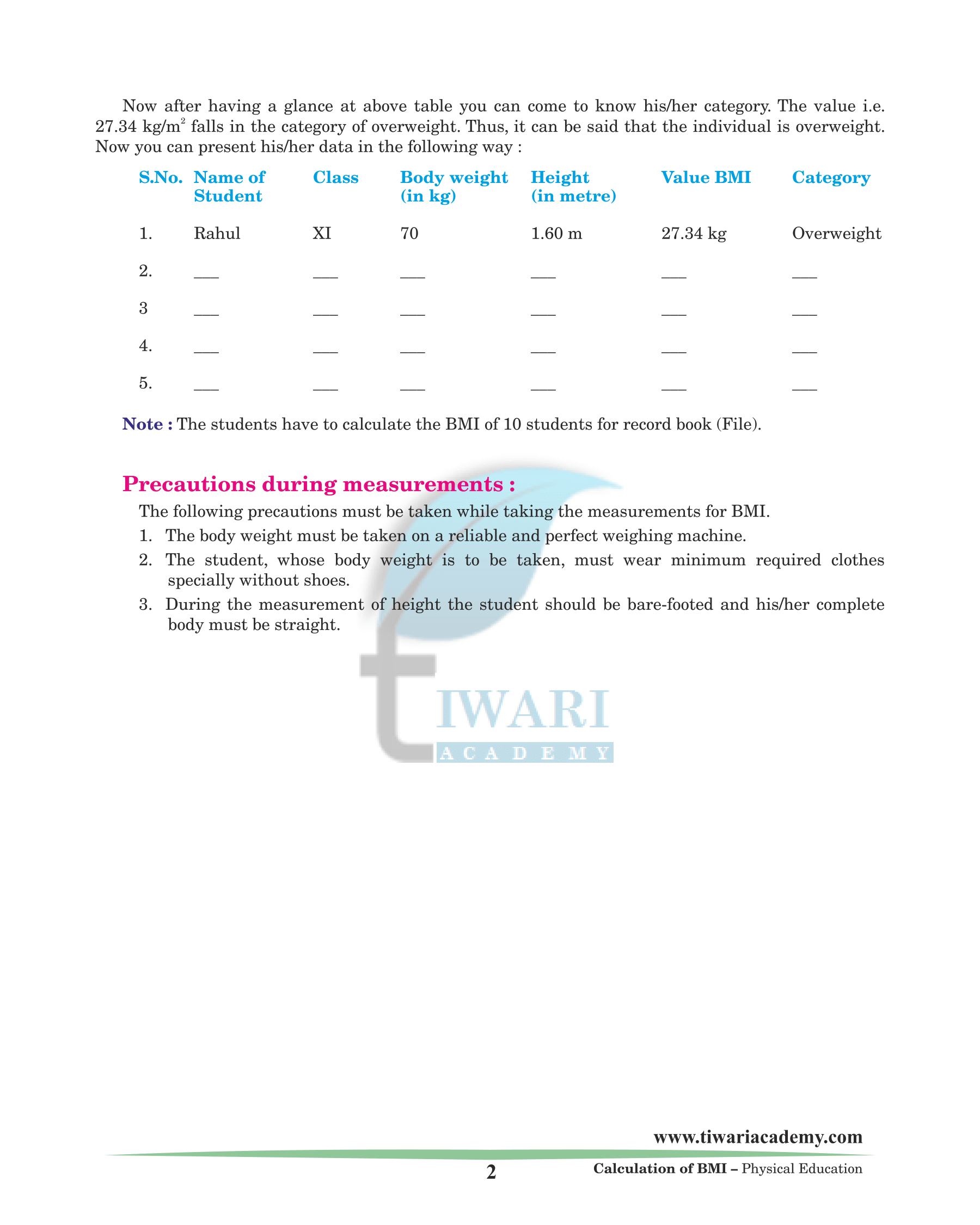 How to find Body Mass Index?