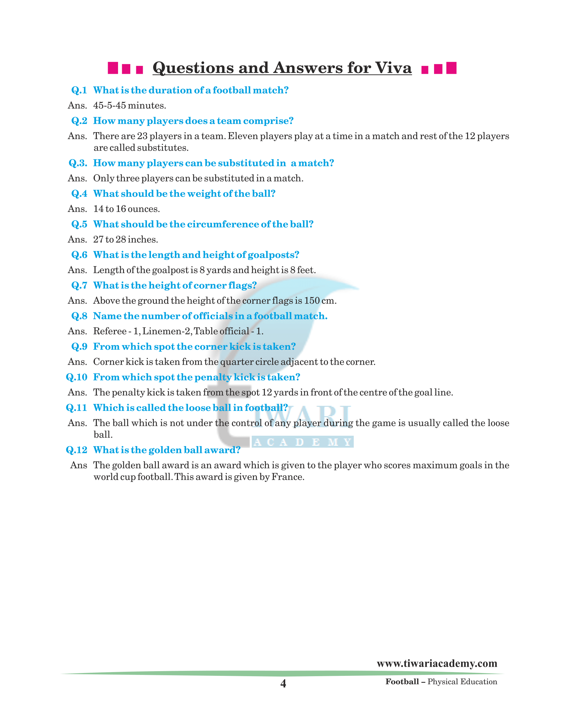 FAQ on Football
