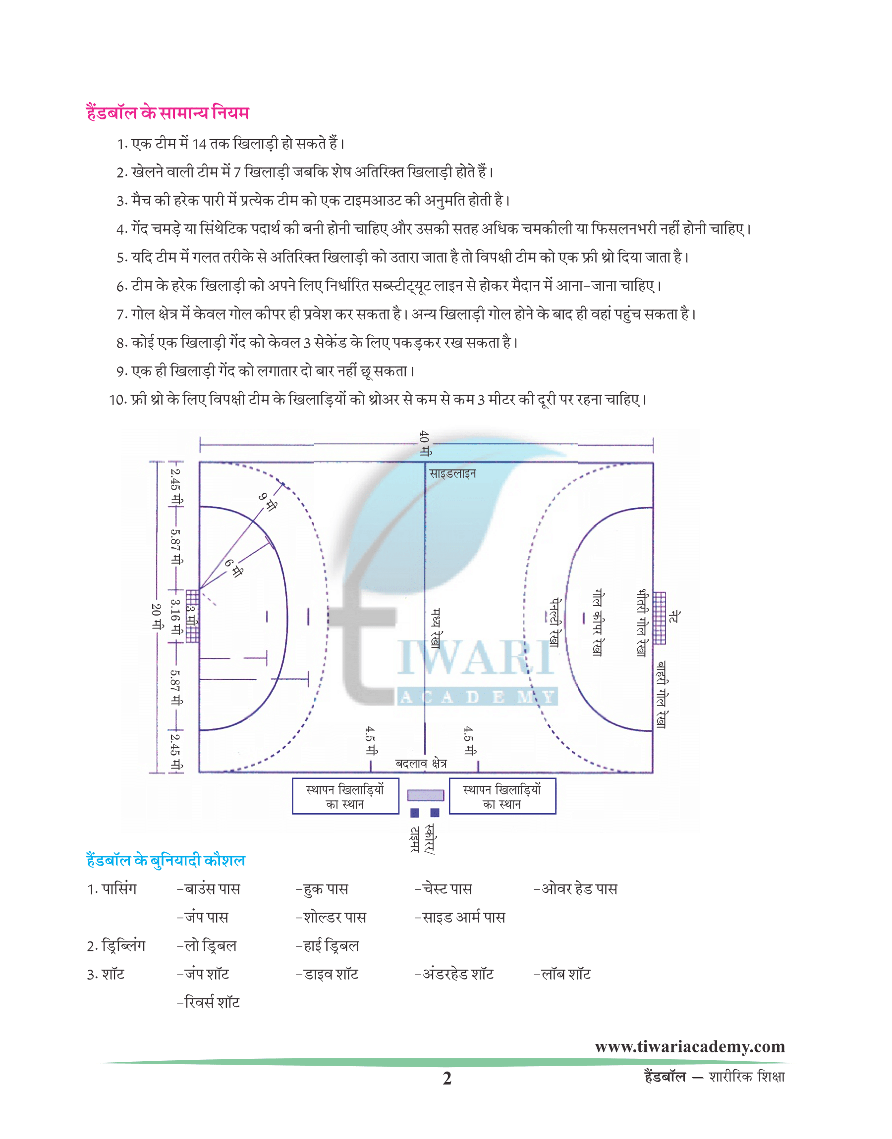 Ground measurements of Handball