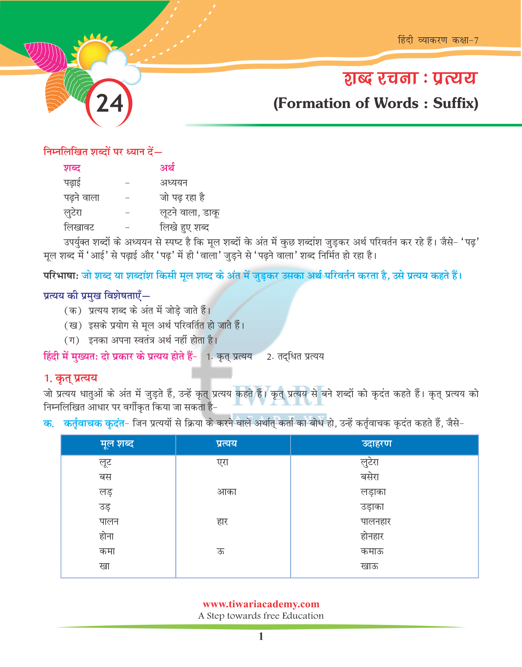 Class 7 Hindi Grammar Chapter 24
