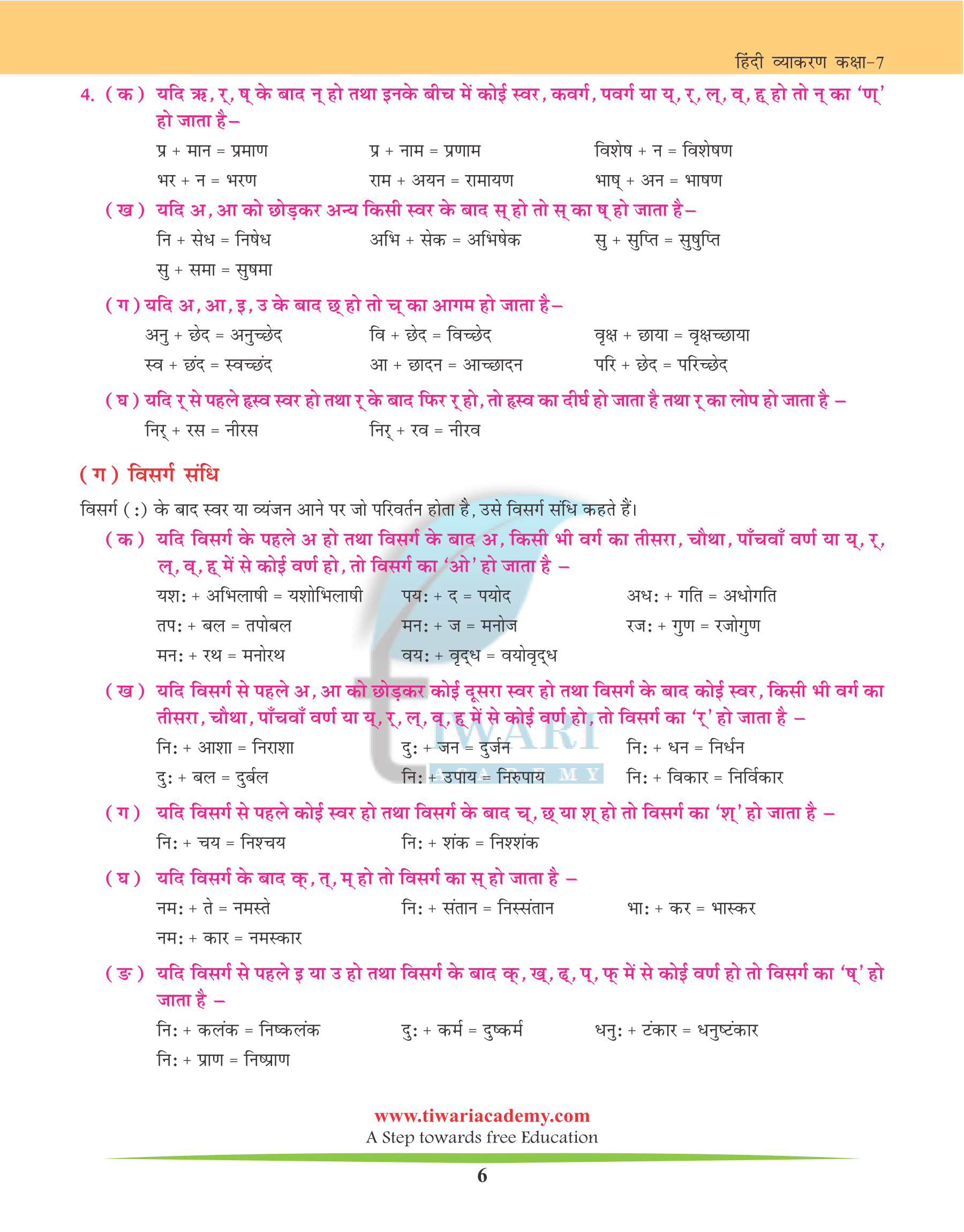 Class 7 Hindi Grammar Chapter 3 Sandhi