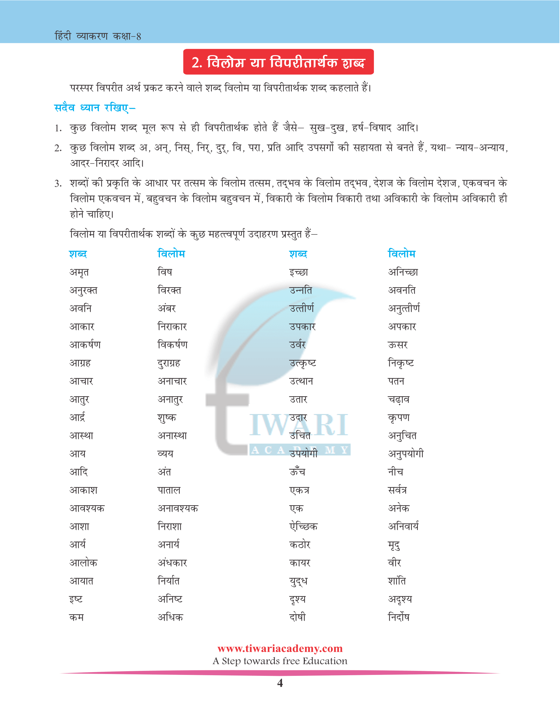 CBSE Class 8 Hindi Grammar Chapter 20 शब्द भंडार