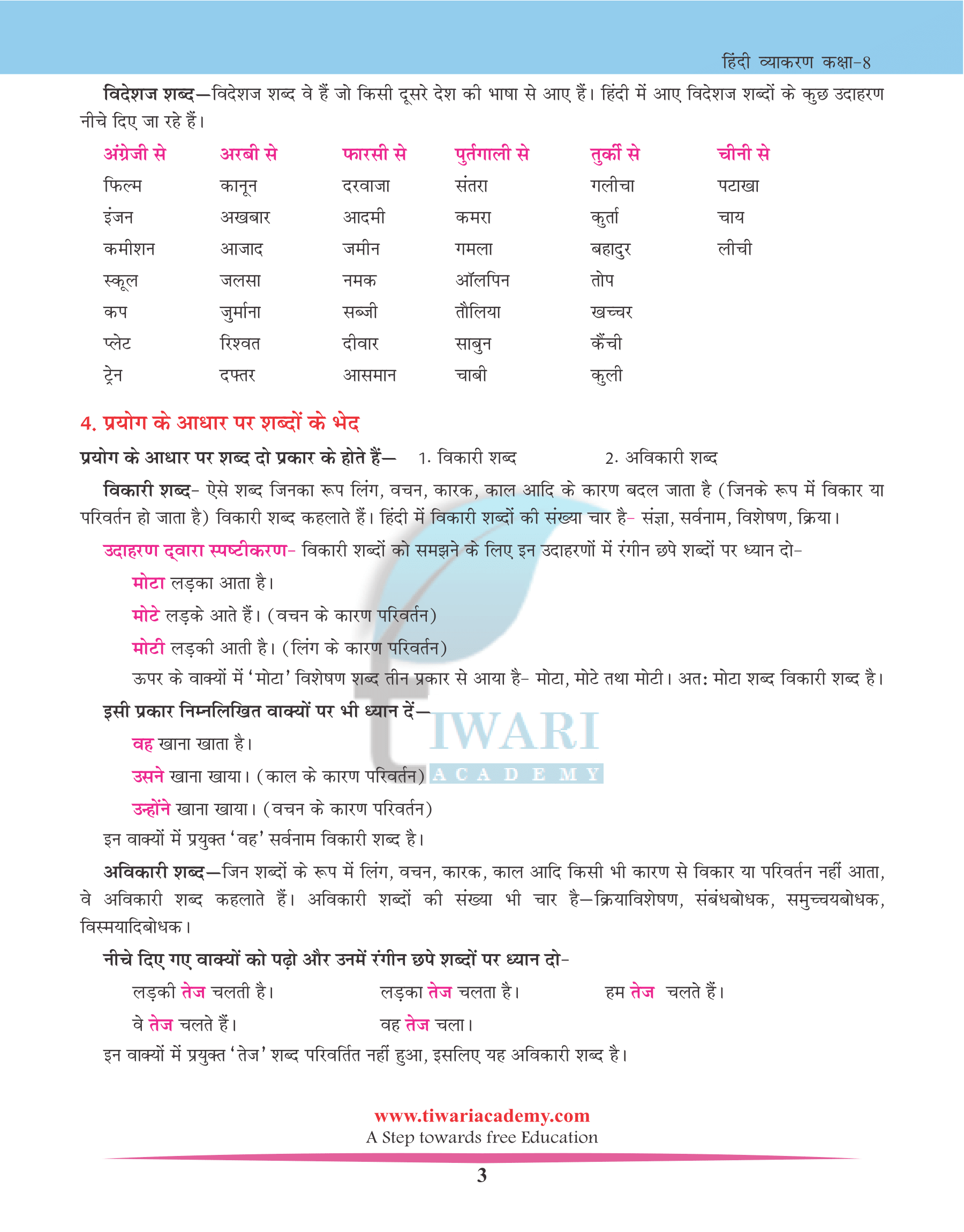 Class 8 Hindi Grammar Chapter 3