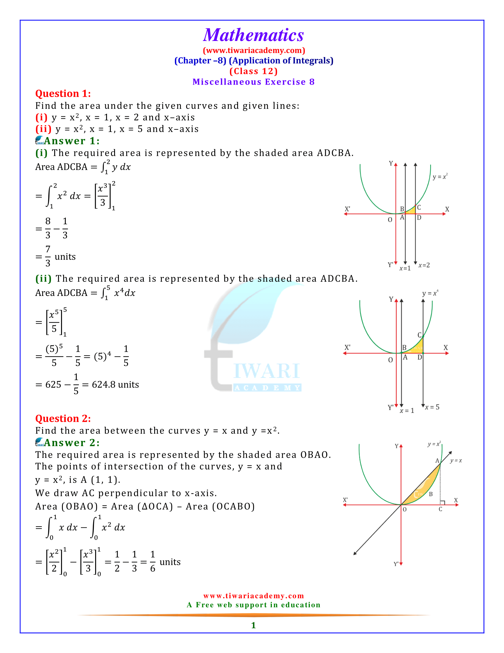 NCERT Solutions for Class 12 Maths Chapter 8 Miscellaneous Exercise 8 in English Medium