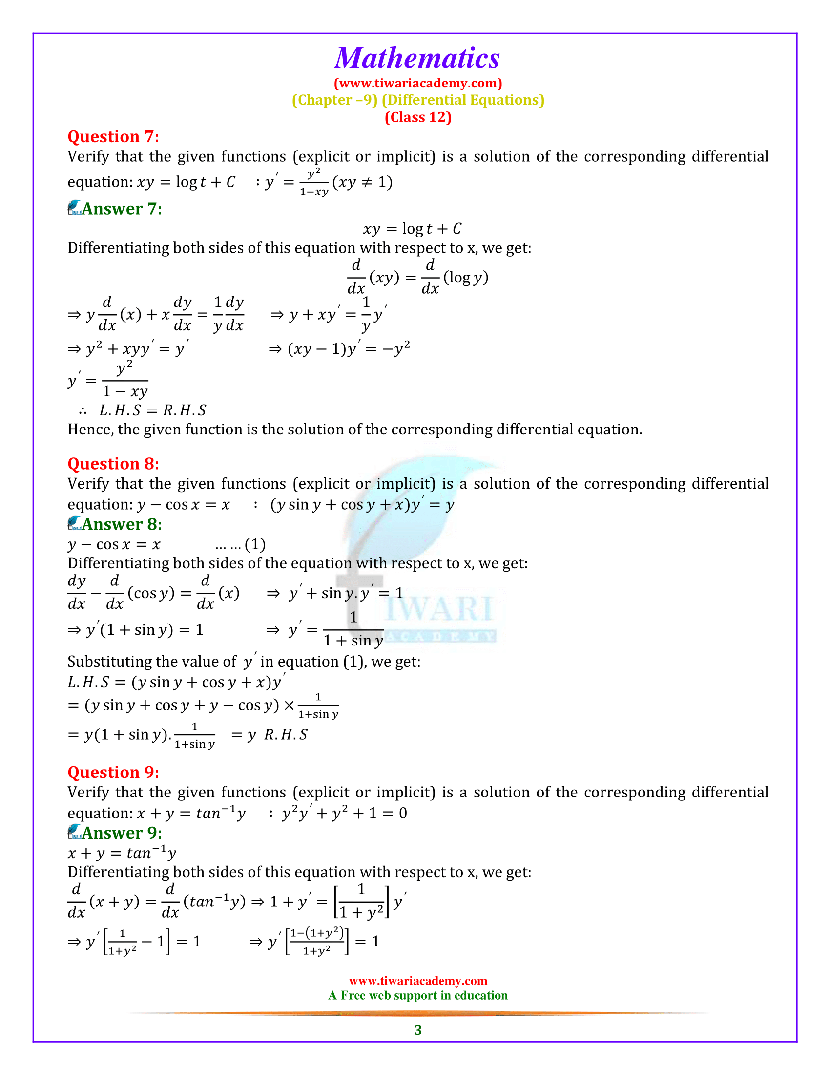 Ncert solutions for class 12 maths chapter 9 exercise 9 2 in pdf