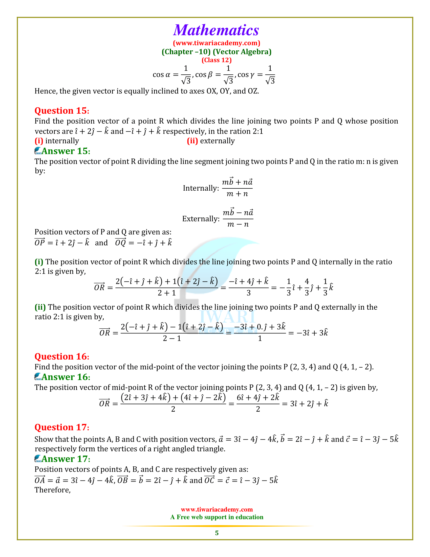 NCERT Solutions for Class 12 Maths Exercise 10.2 new format