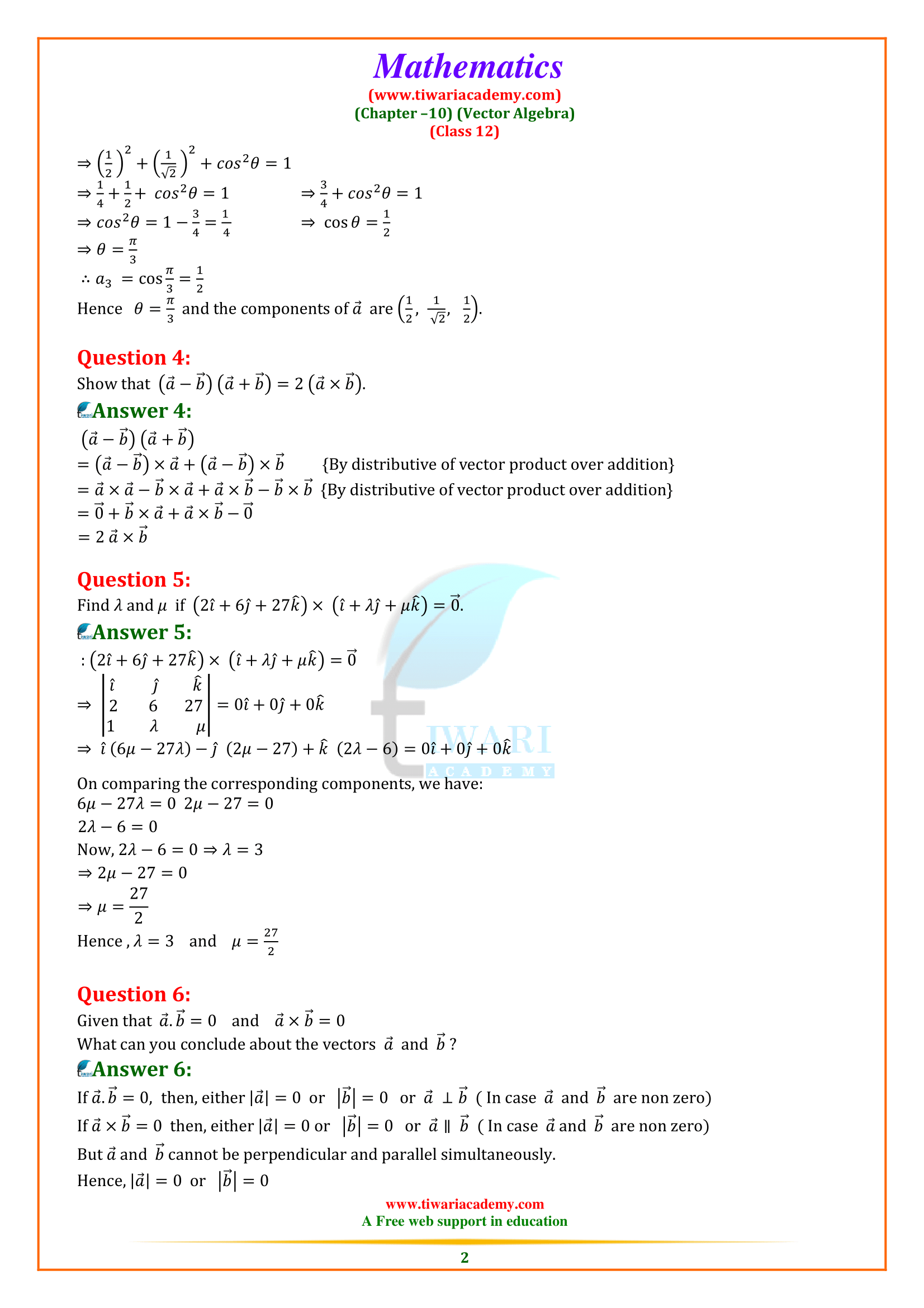 NCERT Solutions for Class 12 Maths Exercise 10.4 in English Medium in updated format