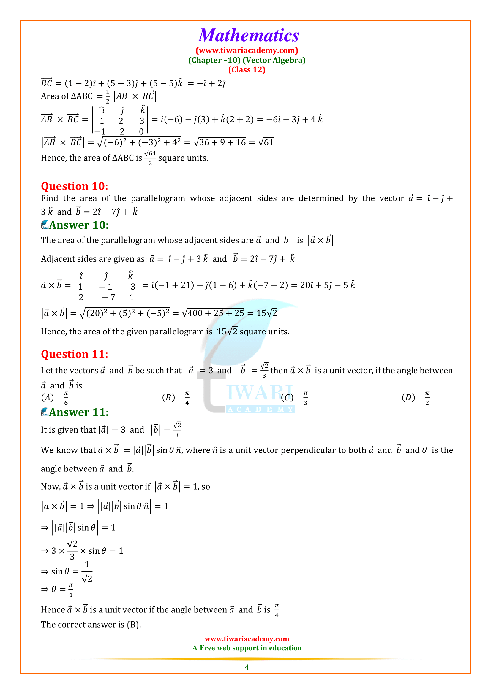Class 12 Maths Ex. 10.4