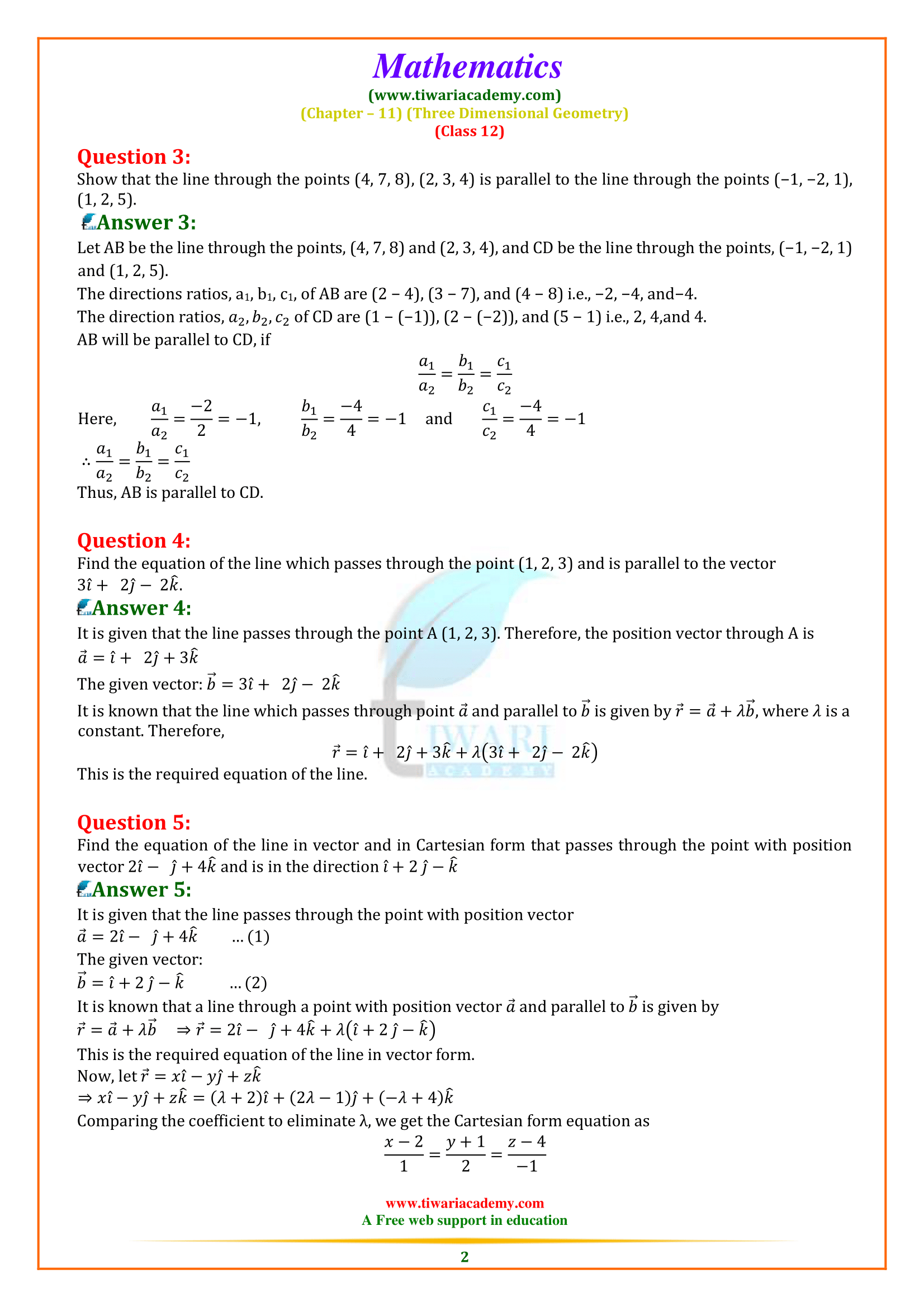 Class 12 Maths Exercise 11.2 Solutions in English Medium for 2022-2023