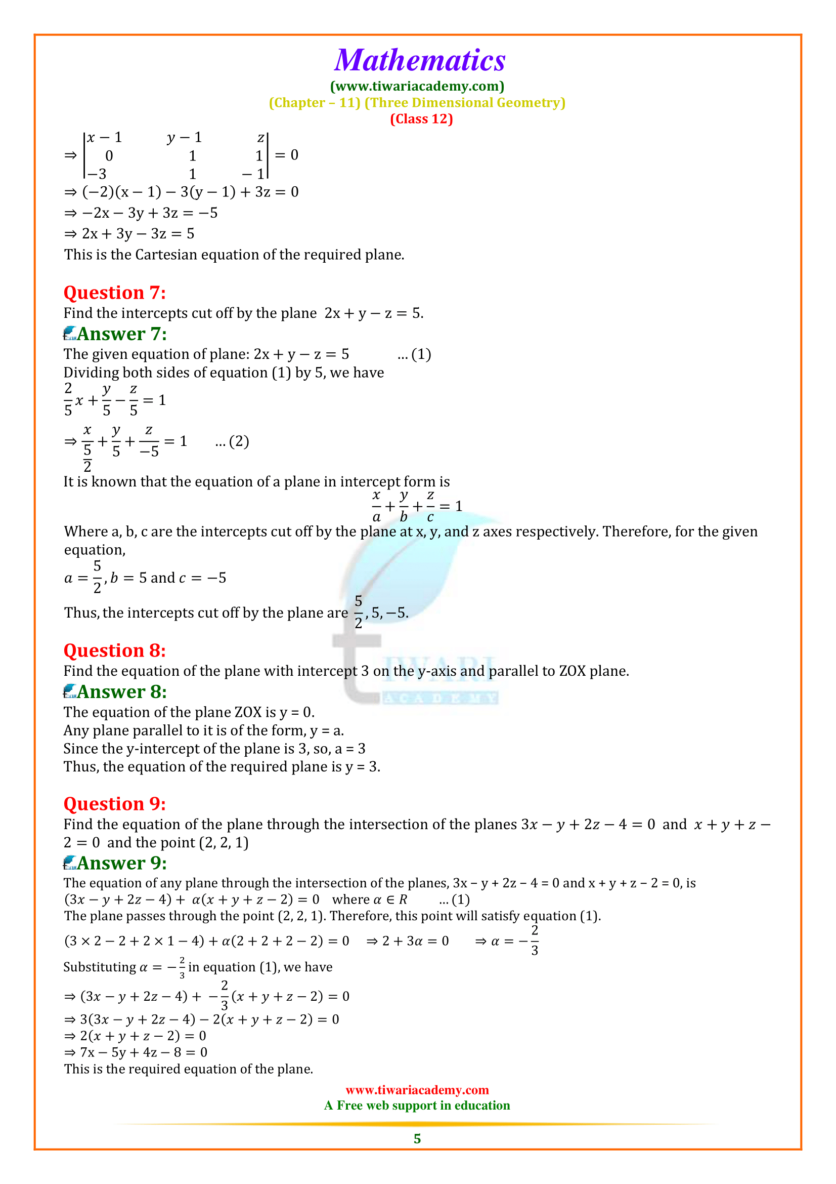 Ex. 11.3 solution class 12 math
