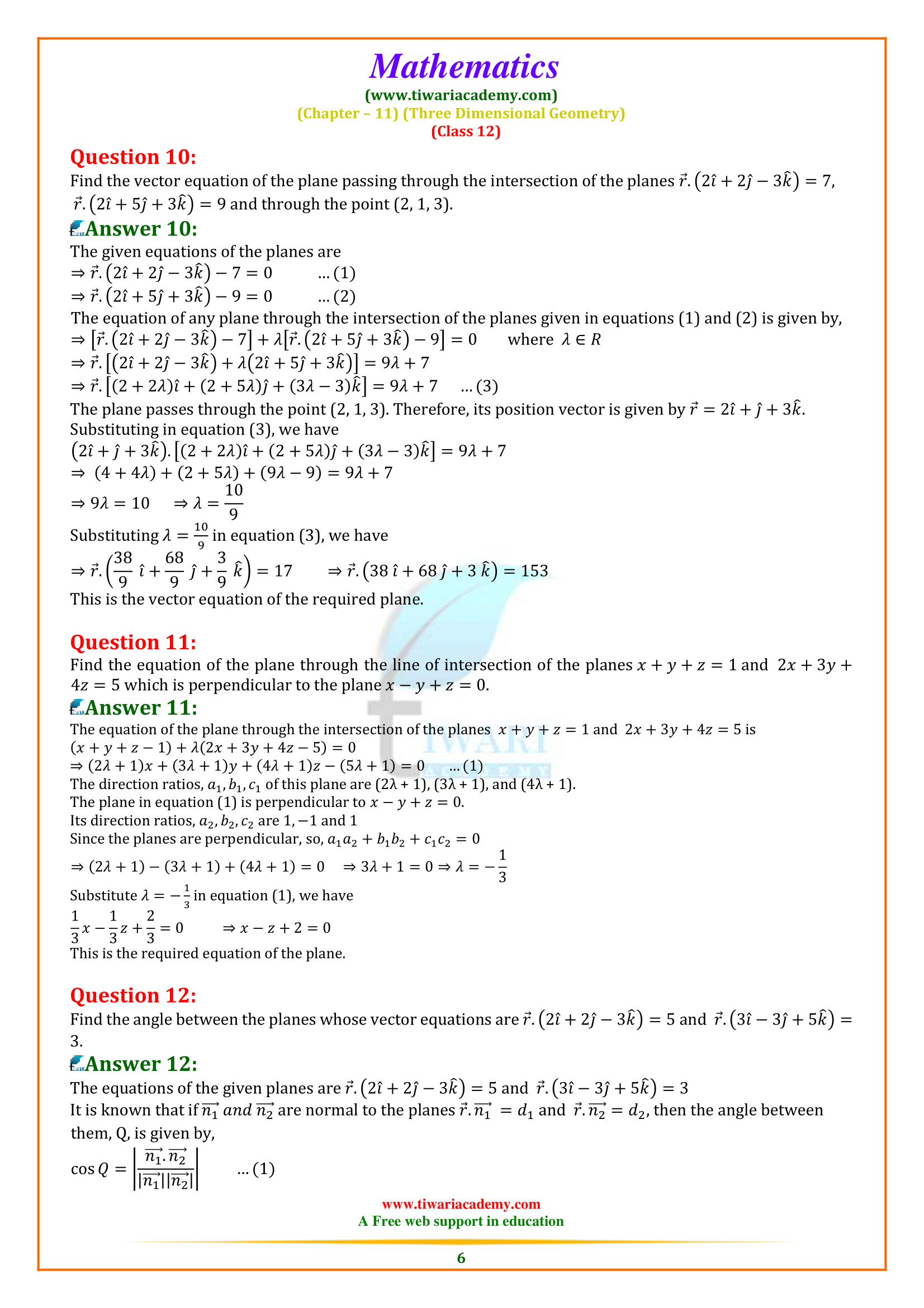 Class 12 Maths Ex. 11.3 of 3D