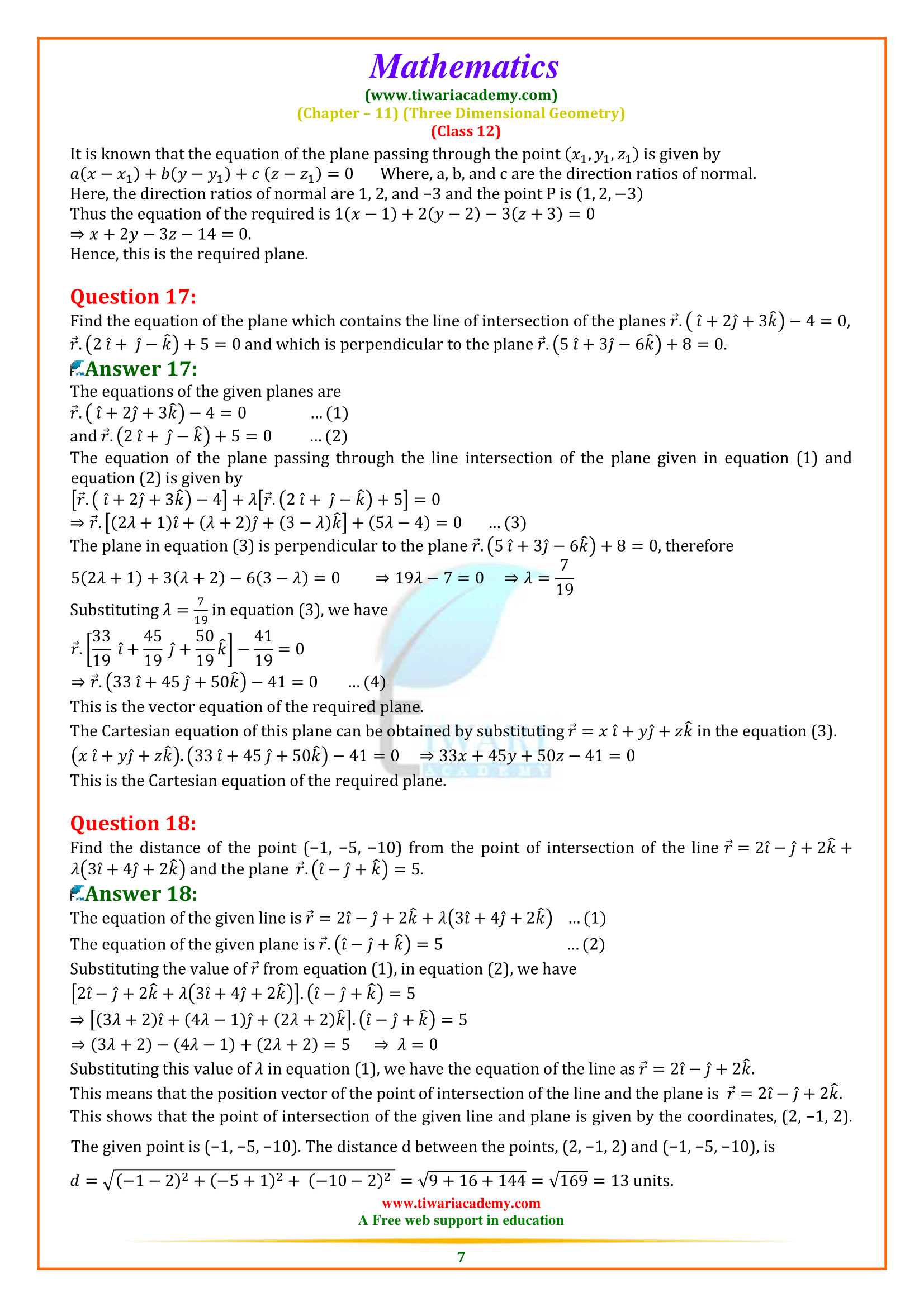 Class 12 Maths Miscellaneous Exercise 11 free use