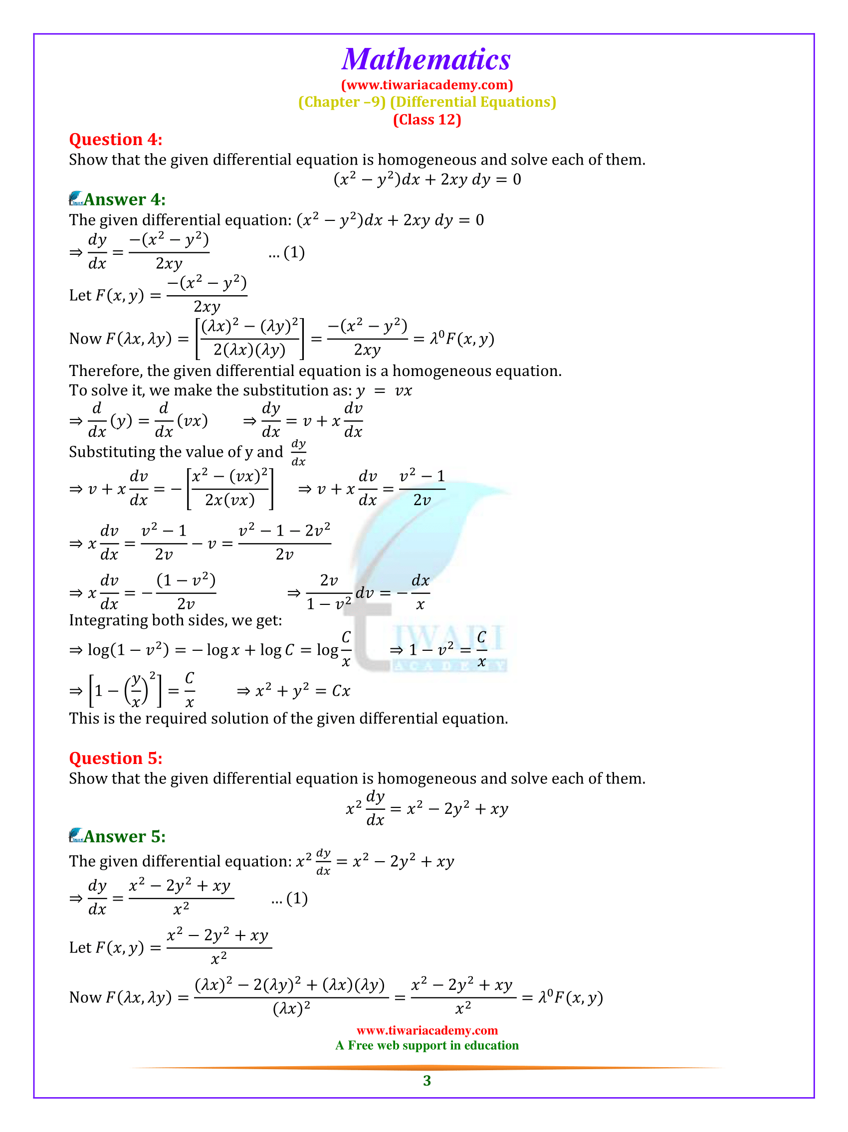 Class 12 Maths Exercise 9.5 Solutions for up board