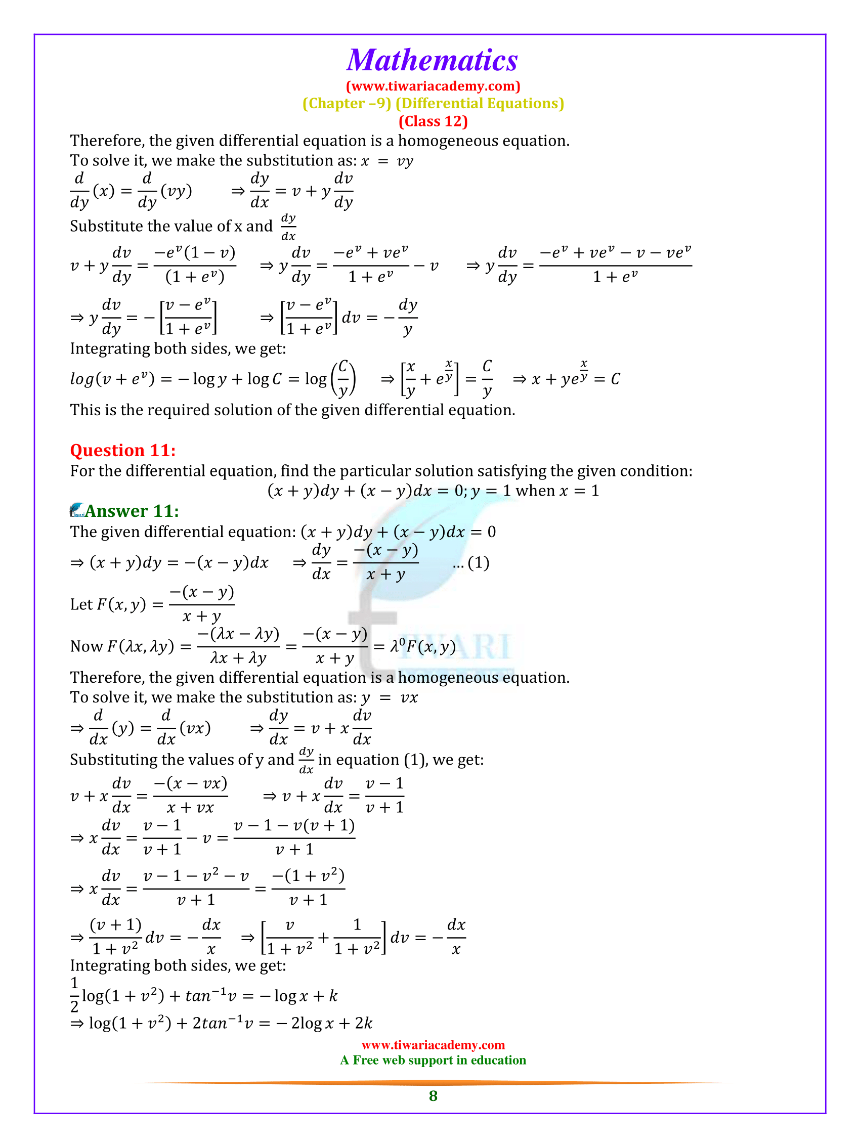 Ncert solutions for class 12 maths chapter 9 exercise 9 5 in pdf form