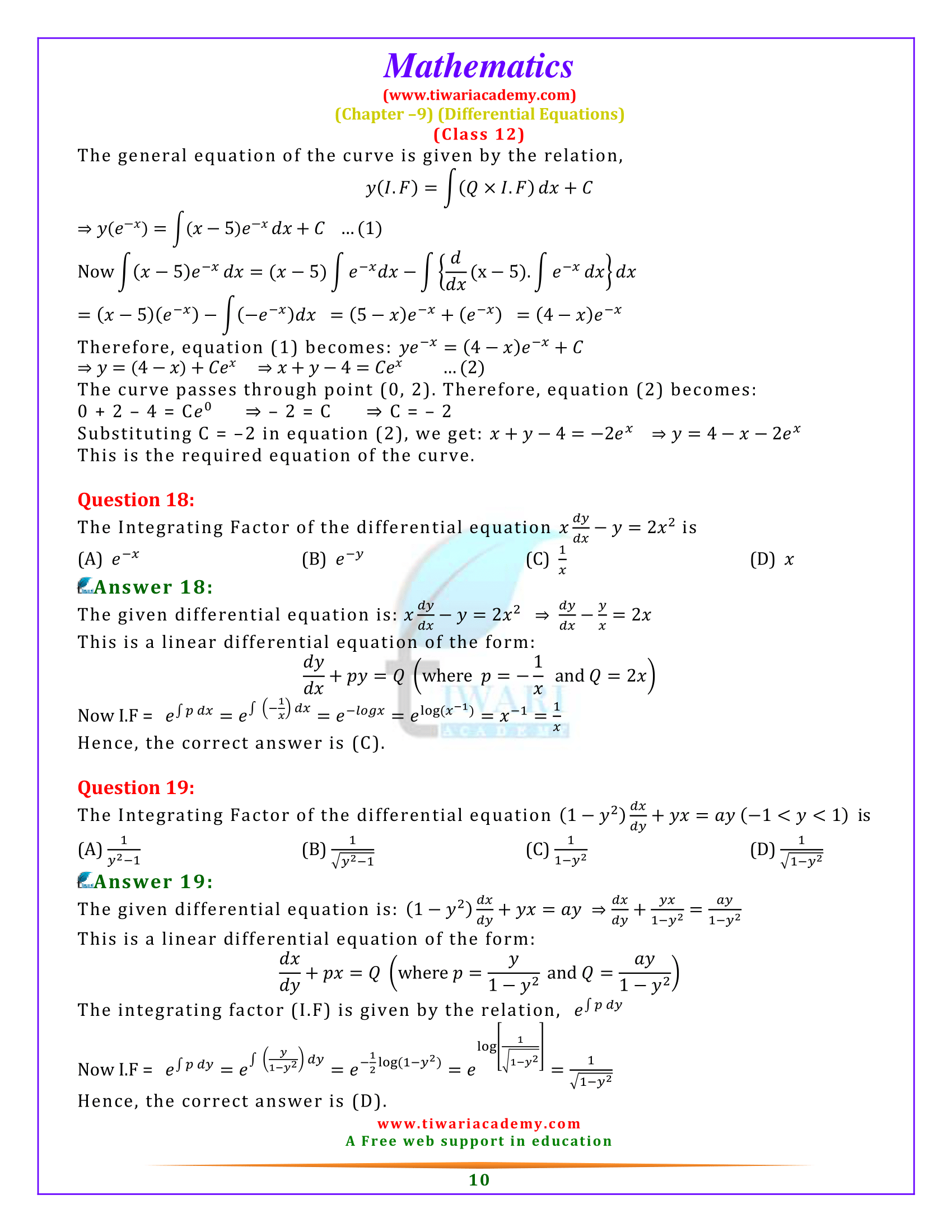 ex. 9.6 solution of 12th math
