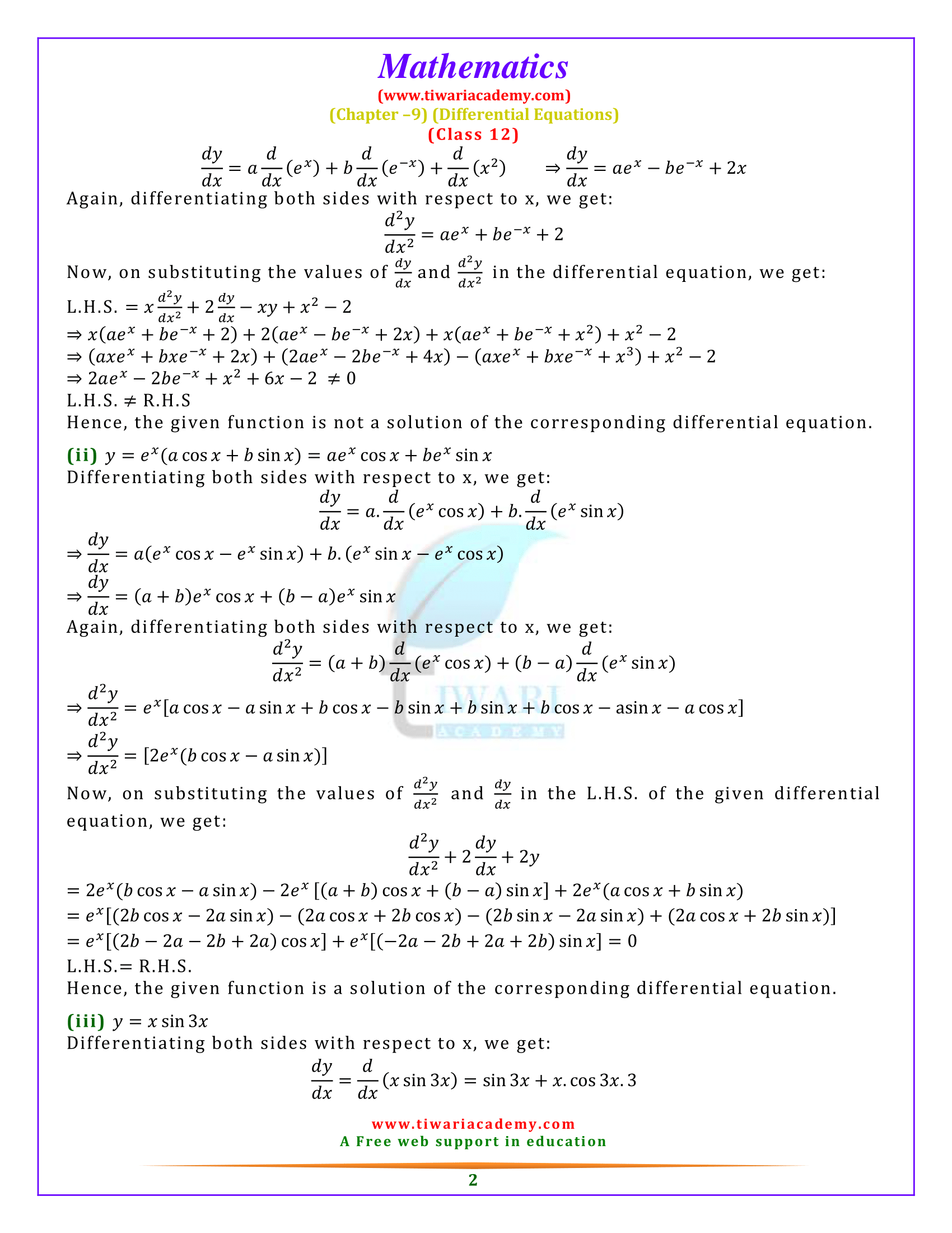 Class 12 Maths Miscellaneous Exercise 9 Solutions in English Medium for 2022-2023