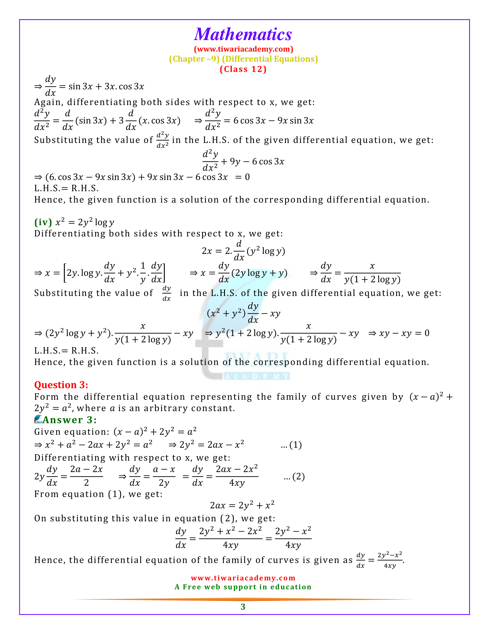 Class 12 Maths Miscellaneous Exercise 9 Solutions