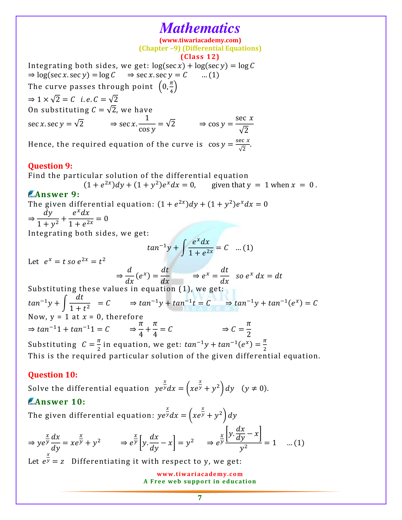 Class 12 Maths Miscellaneous Exercise 9 Solutions intermediate
