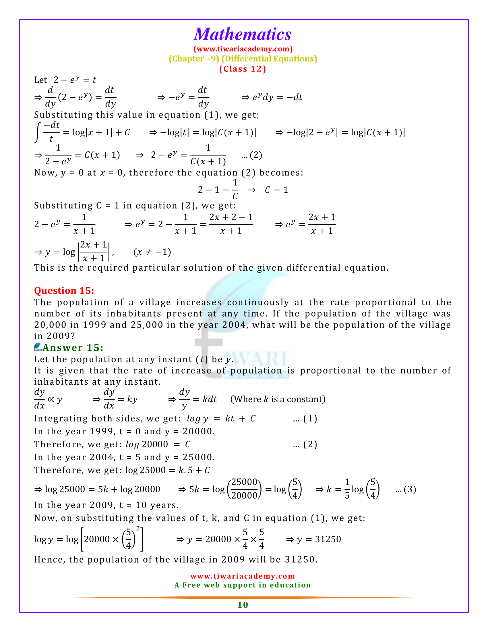 Class 12 Maths Miscellaneous Exercise 9 Solutions download