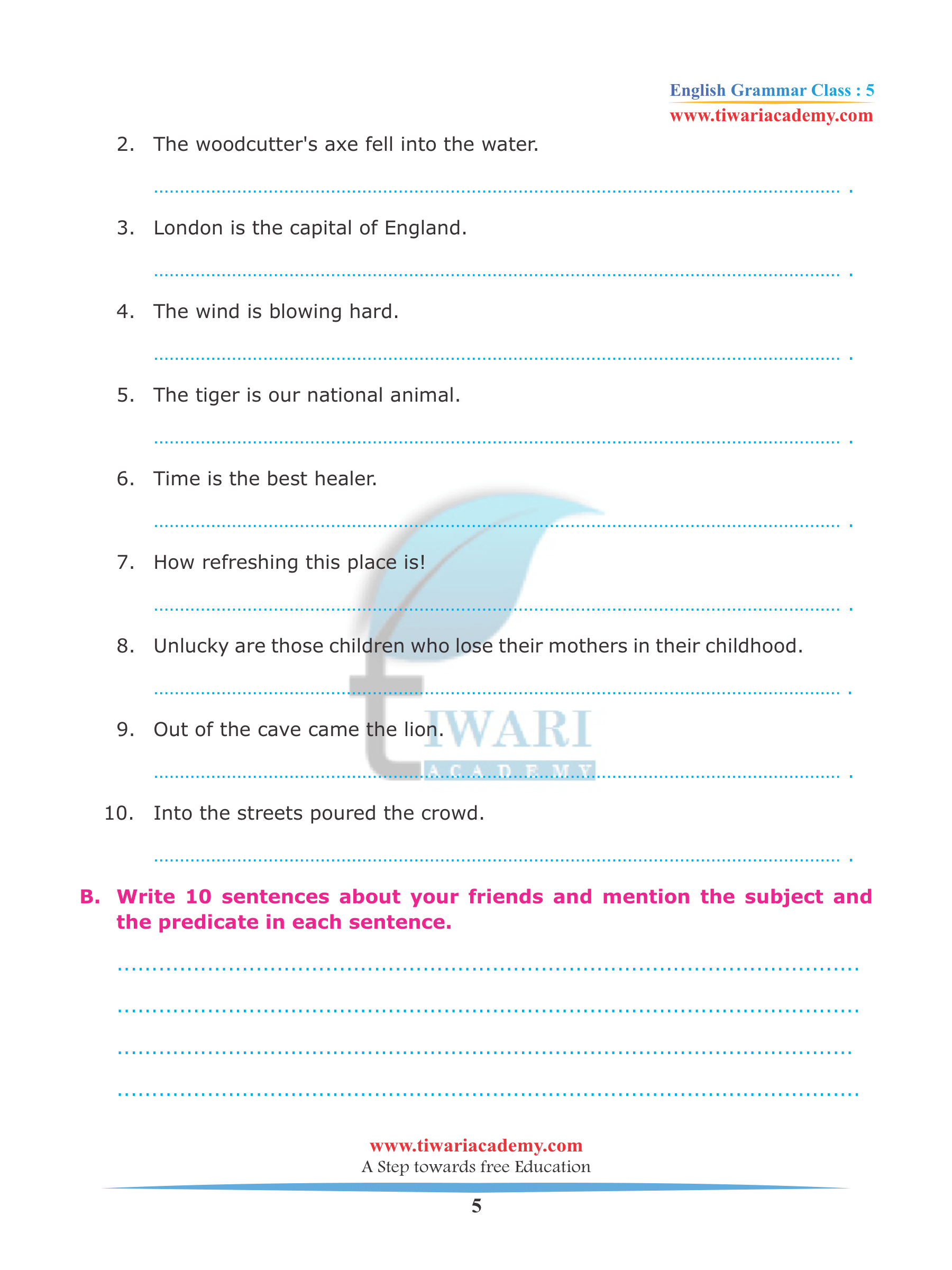 Standard 5 English Grammar