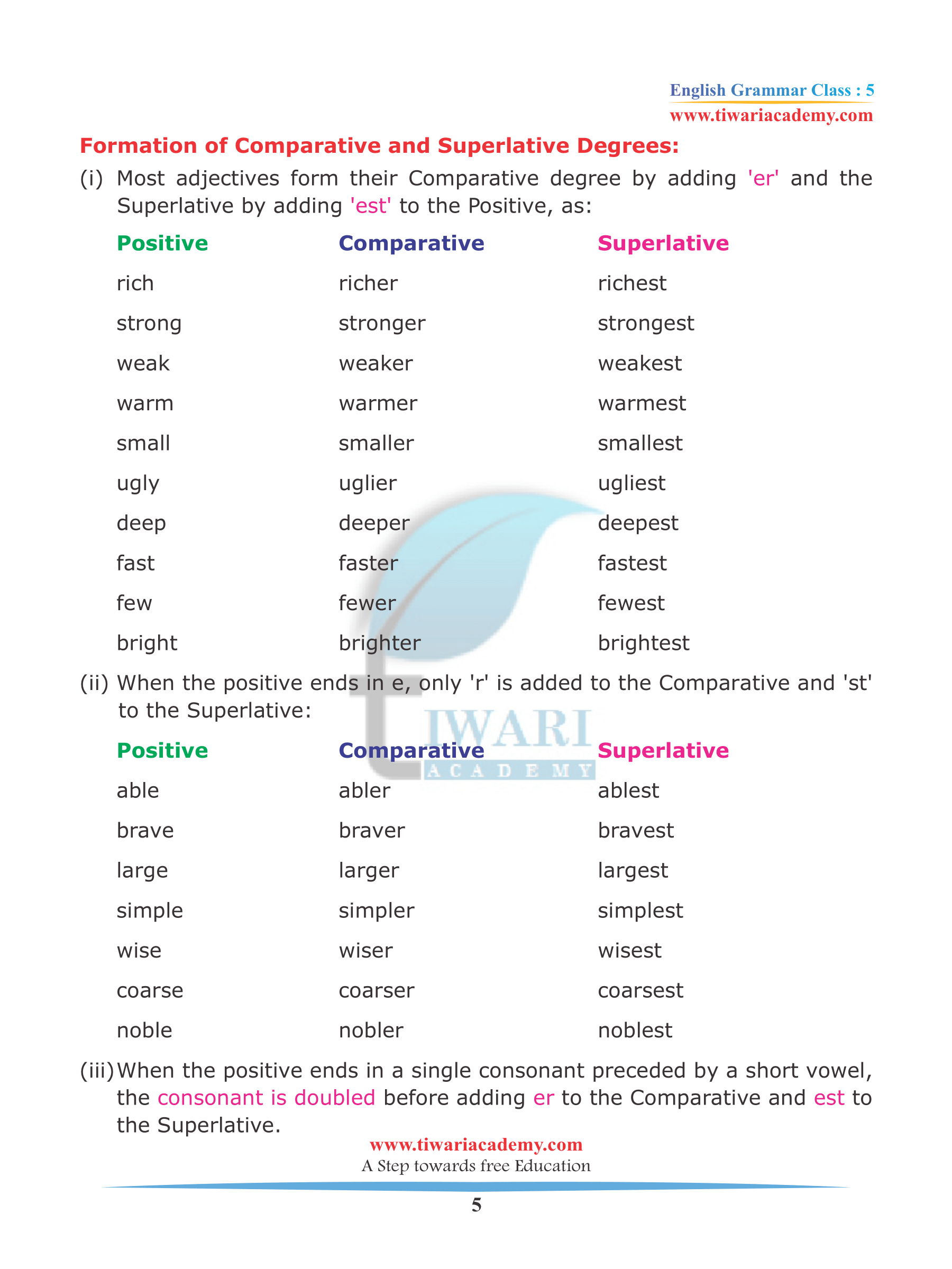 Class 5 English grammar chapter 10