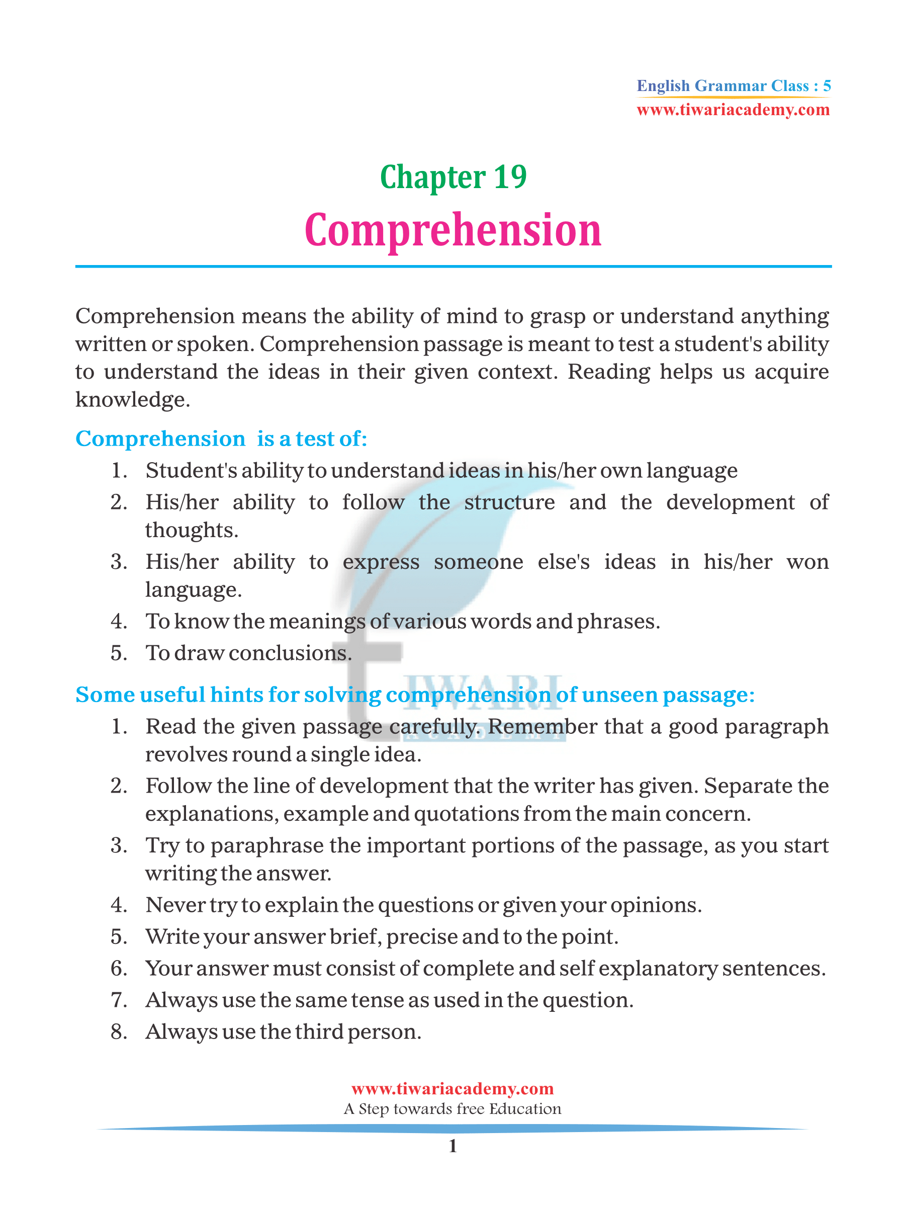 class-5-english-grammar-chapter-19-comprehension-unseen-passage