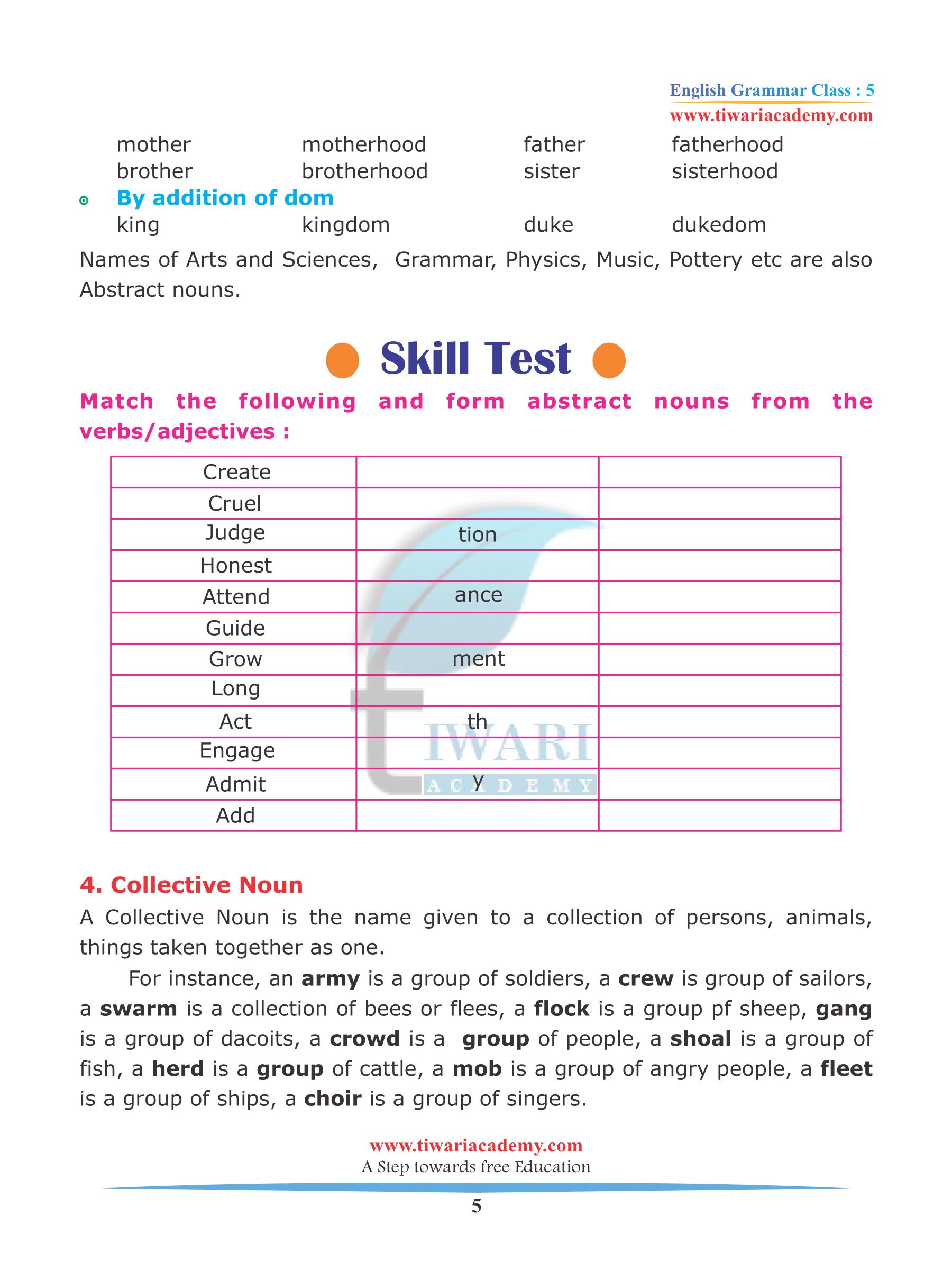 Download Class 5 English Grammar Chapter 2 The Noun and its Kinds in PDF