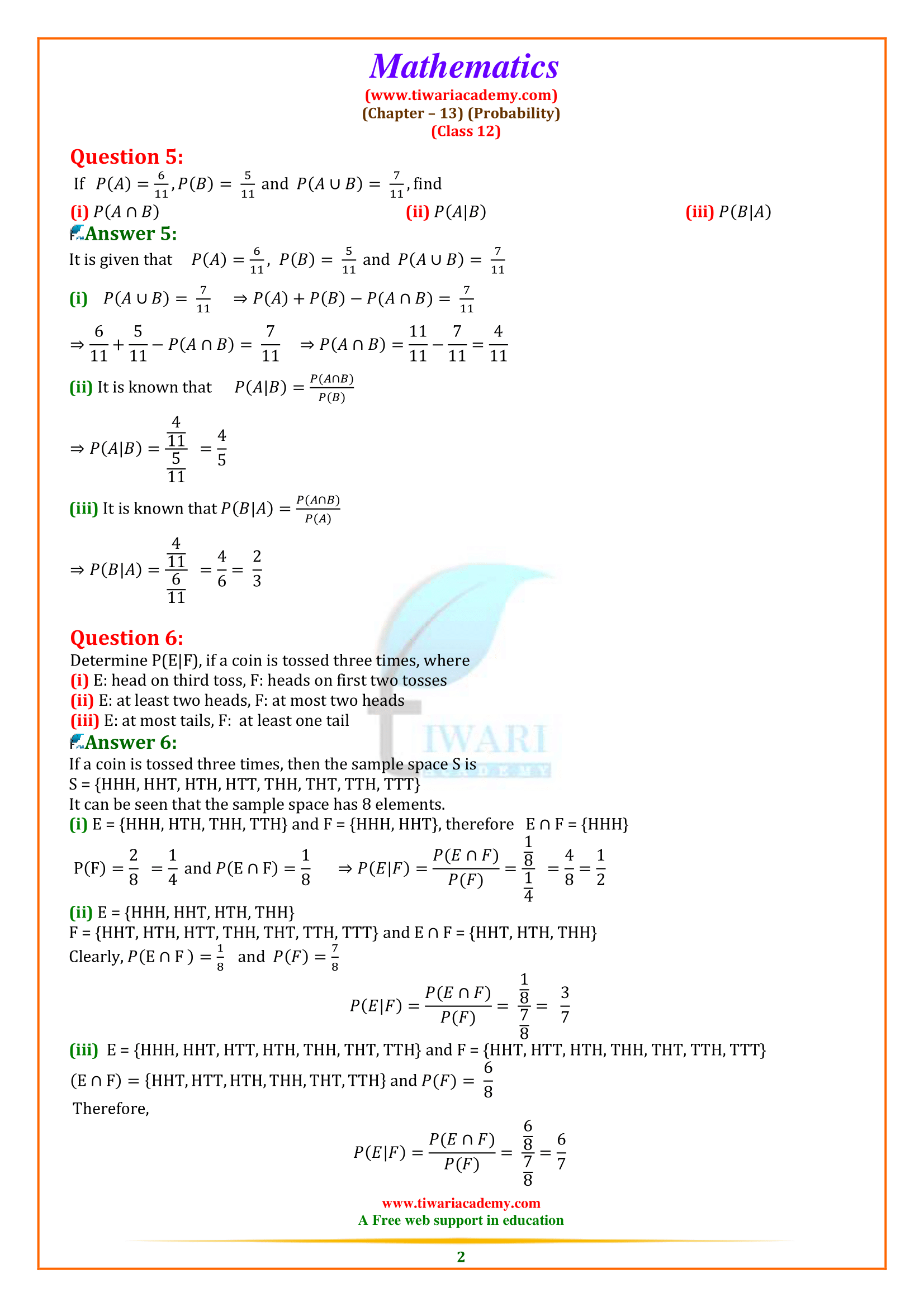 Class 12 Maths Chapter 13 Exercise 13.1