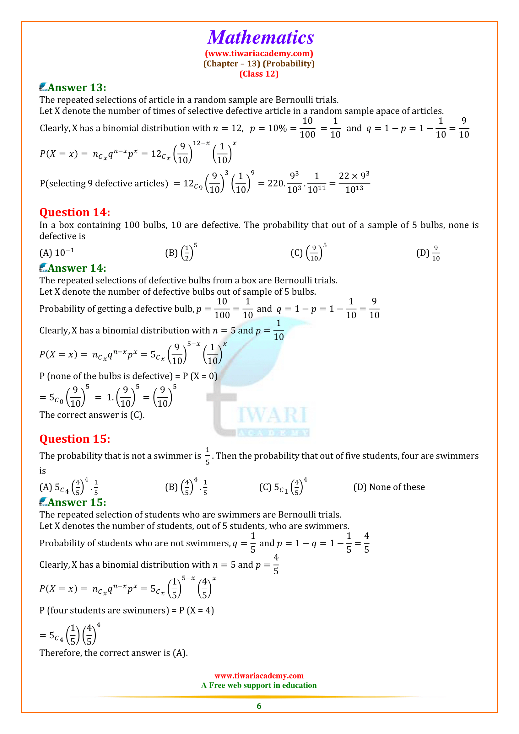 Class 12 Maths Chapter 13 Exercise 13.5 updated for 2022-2023