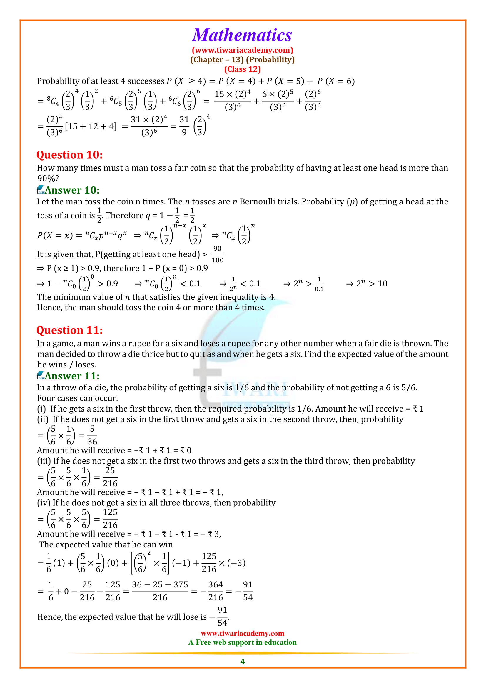 Class 12 Maths Chapter 13 Miscellaneous Exercise in PDF free