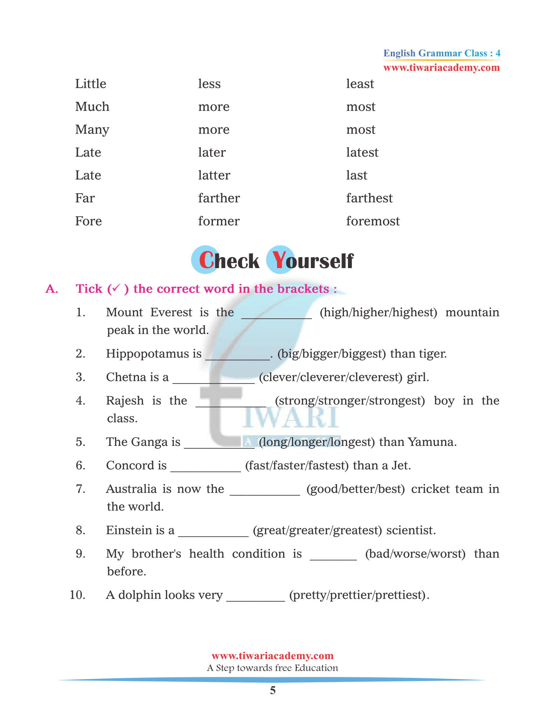 Class 4 English Grammar Chapter 10 in pdf