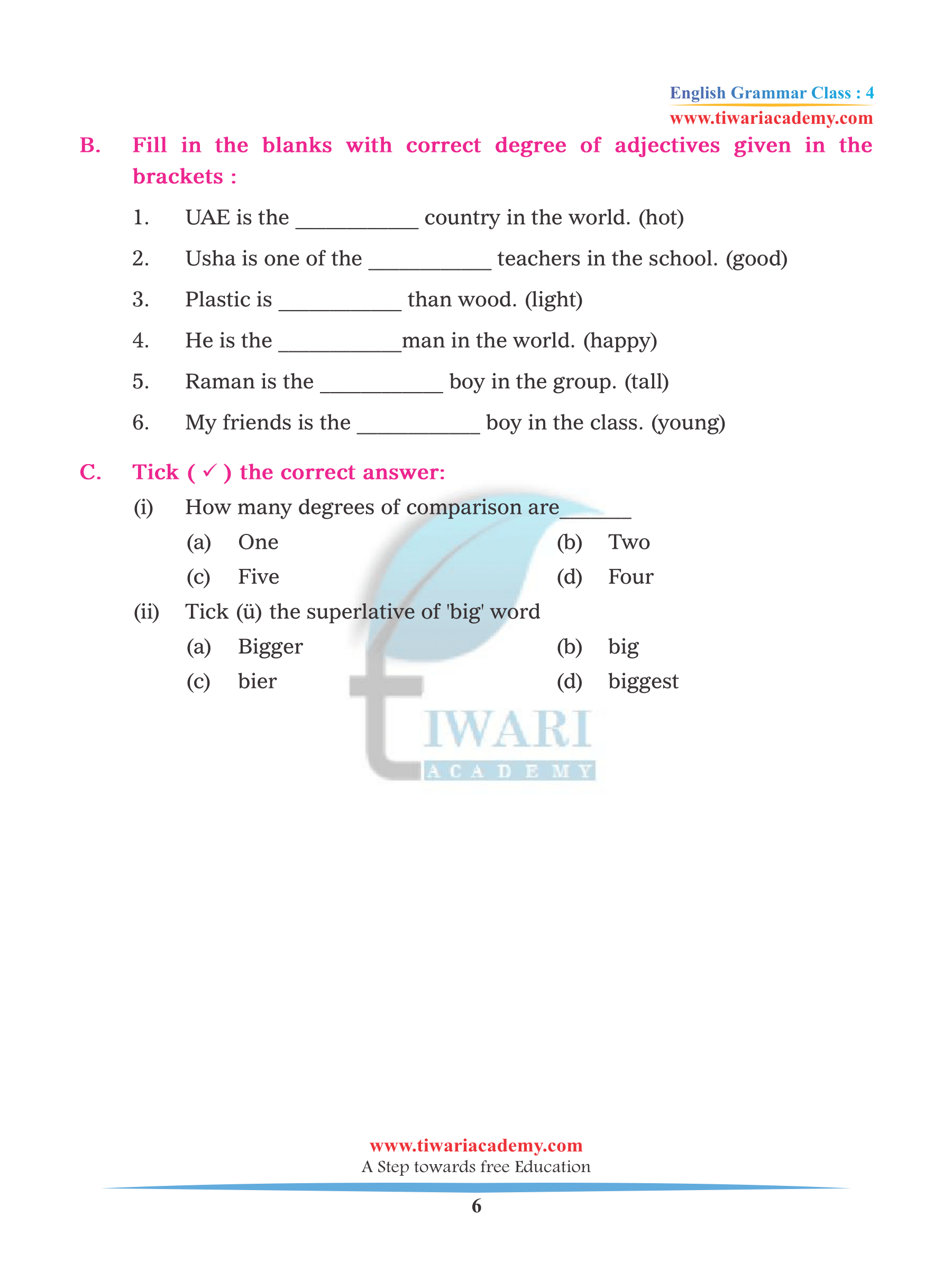 CBSE Class 4 English Grammar Chapter 10 Adjective