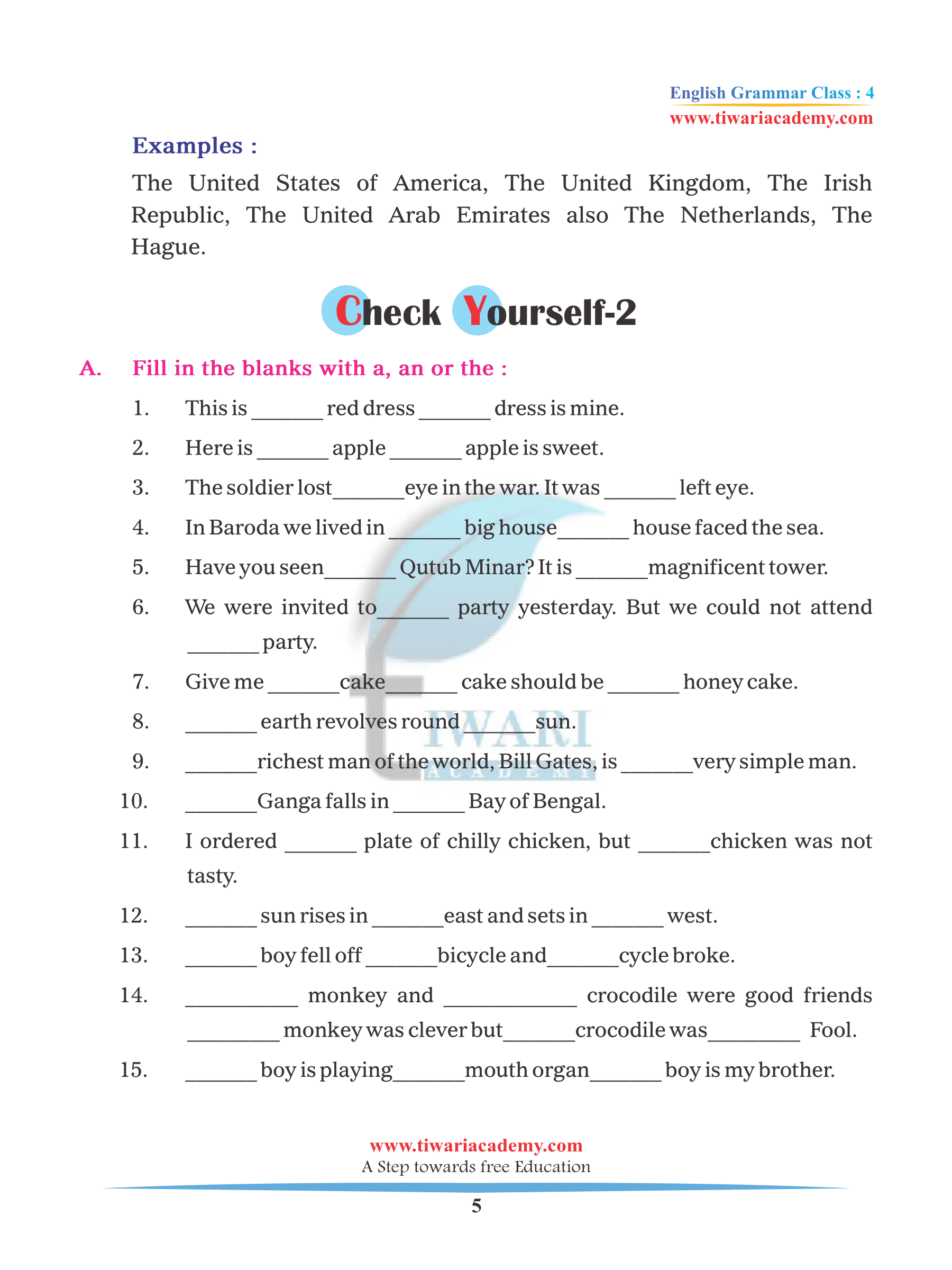 cbse ncert class 4 english grammar chapter 11 articles in pdf format