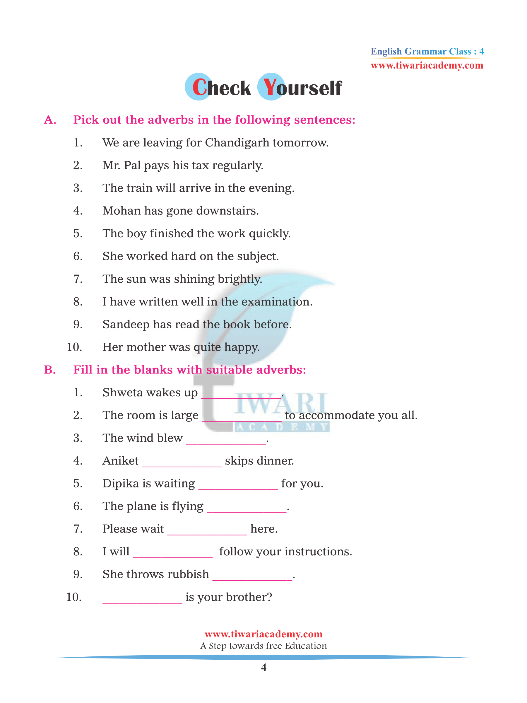 CBSE Class 4 English Grammar Chapter 12 in PDF
