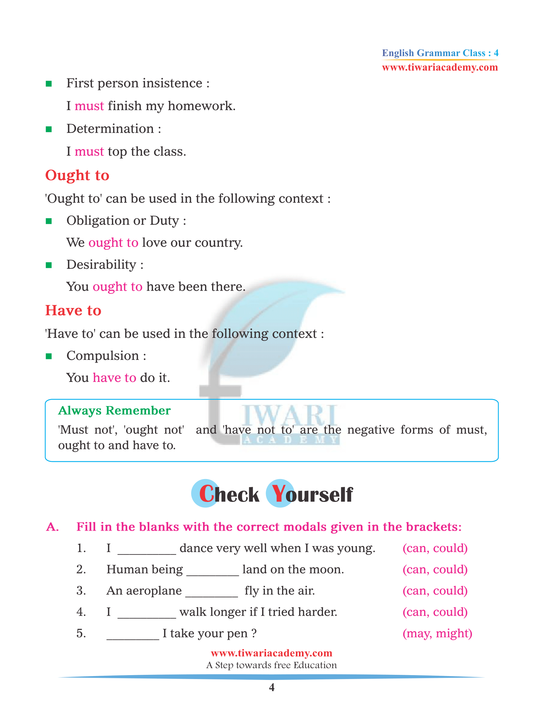 CBSE Class 4 English Grammar Chapter 13