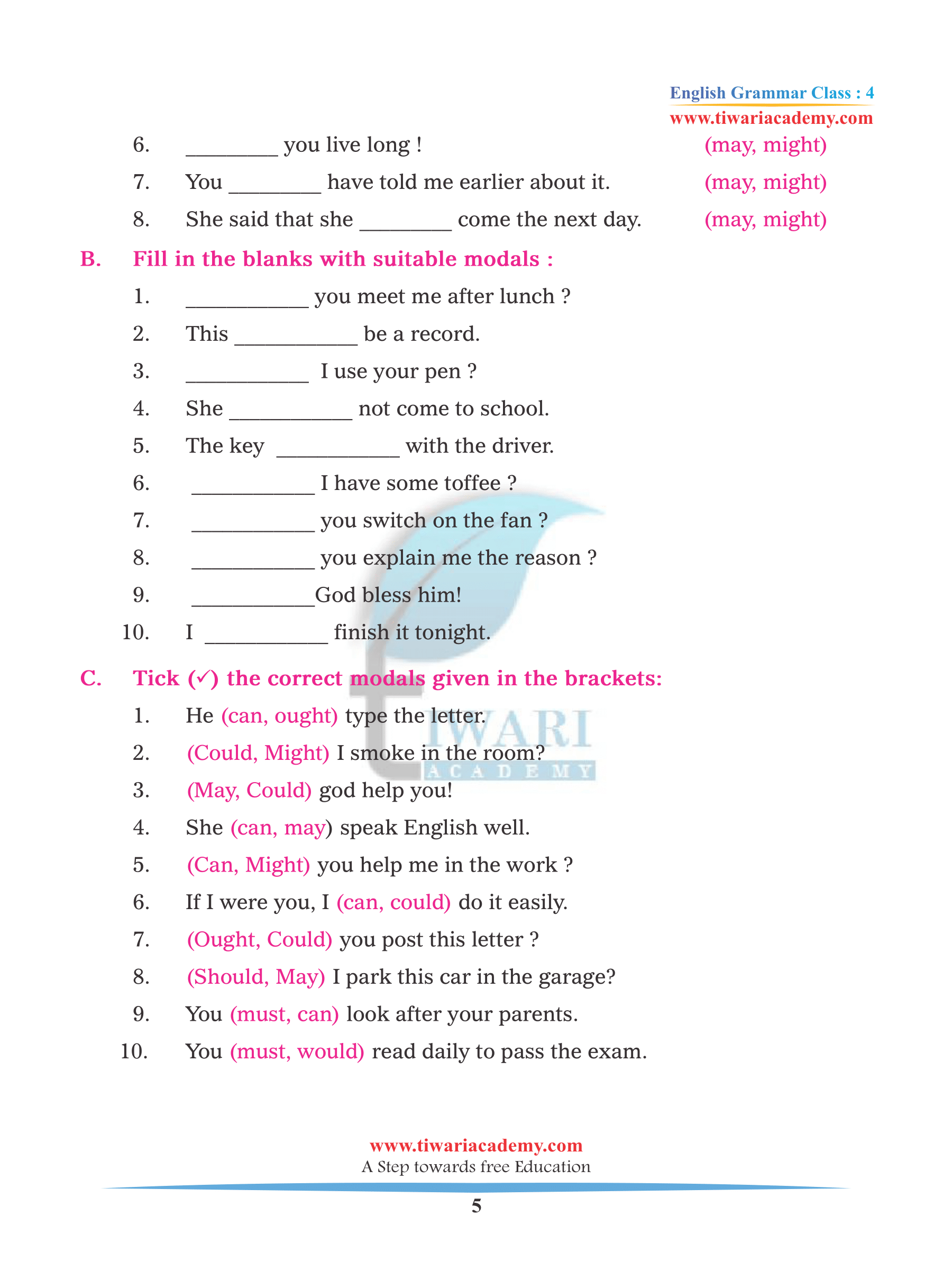 CBSE Class 4 English Grammar Chapter 13 for all boards