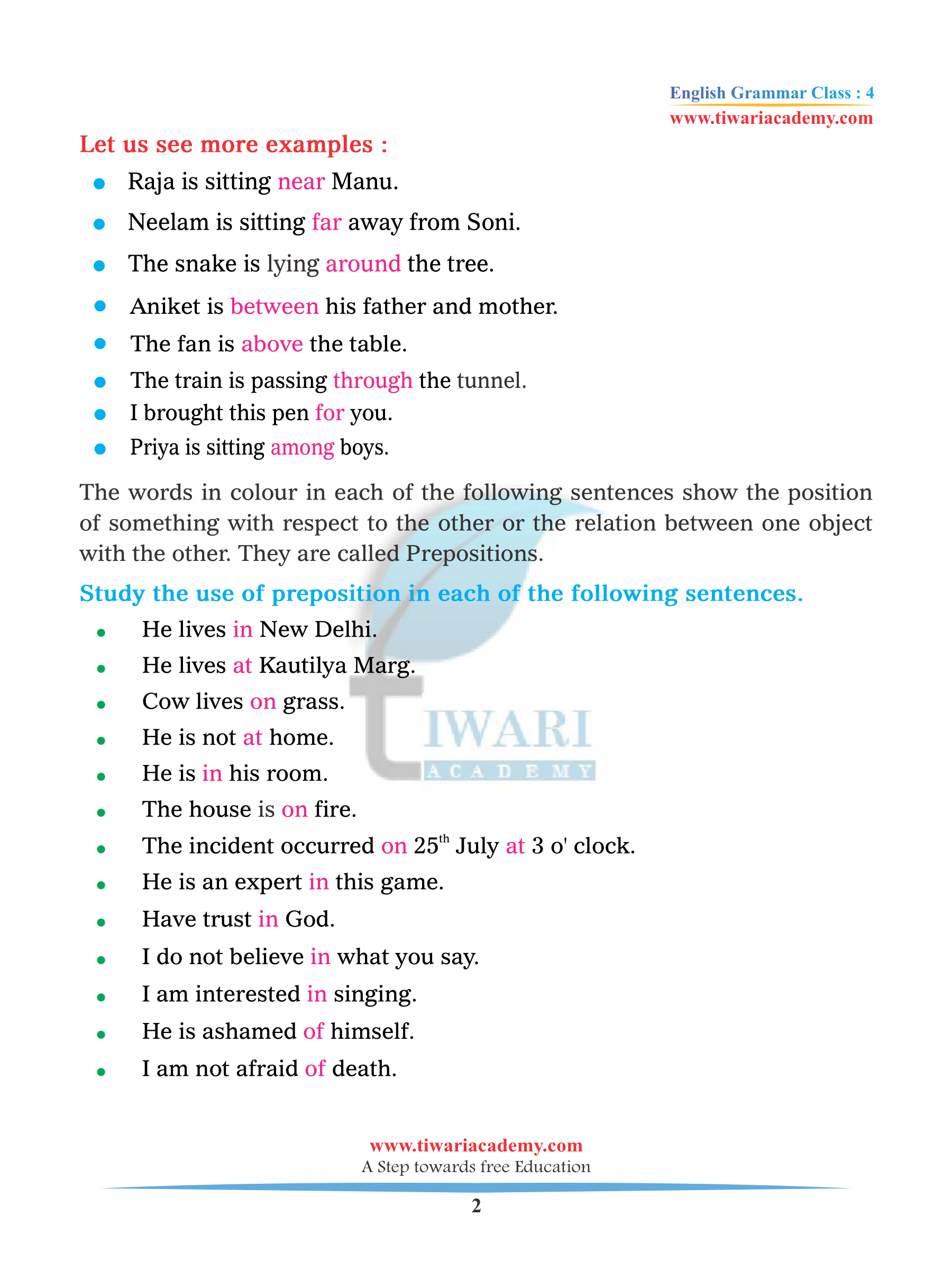 Class 4 English Grammar Chapter 14 in PDF