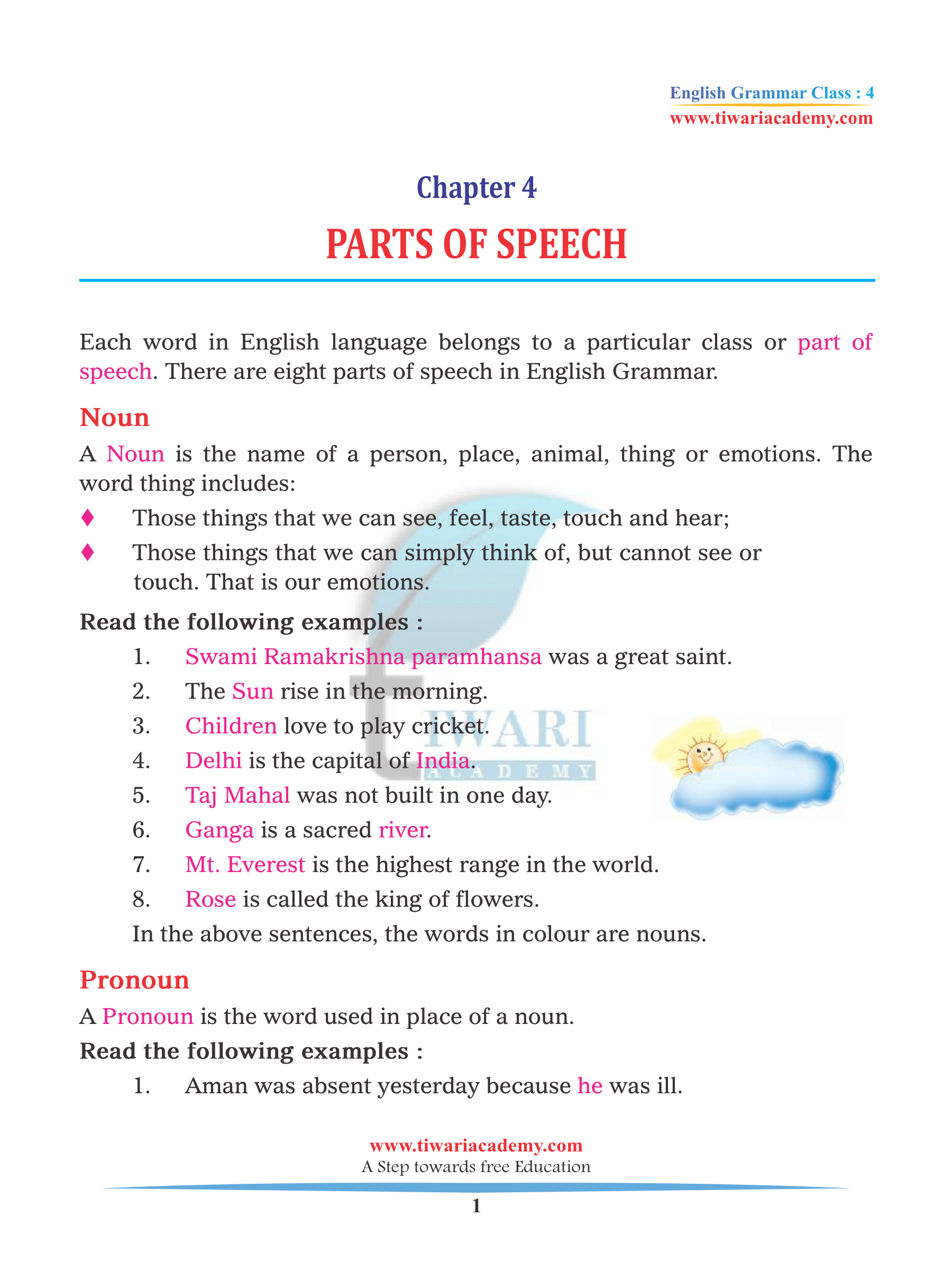 CBSE NCERT Class 4 English Grammar Chapter 4 Part of Speech in PDF. CBSE NCERT Class 4 English Grammar Chapter 4 Part of Speech in PDF.
