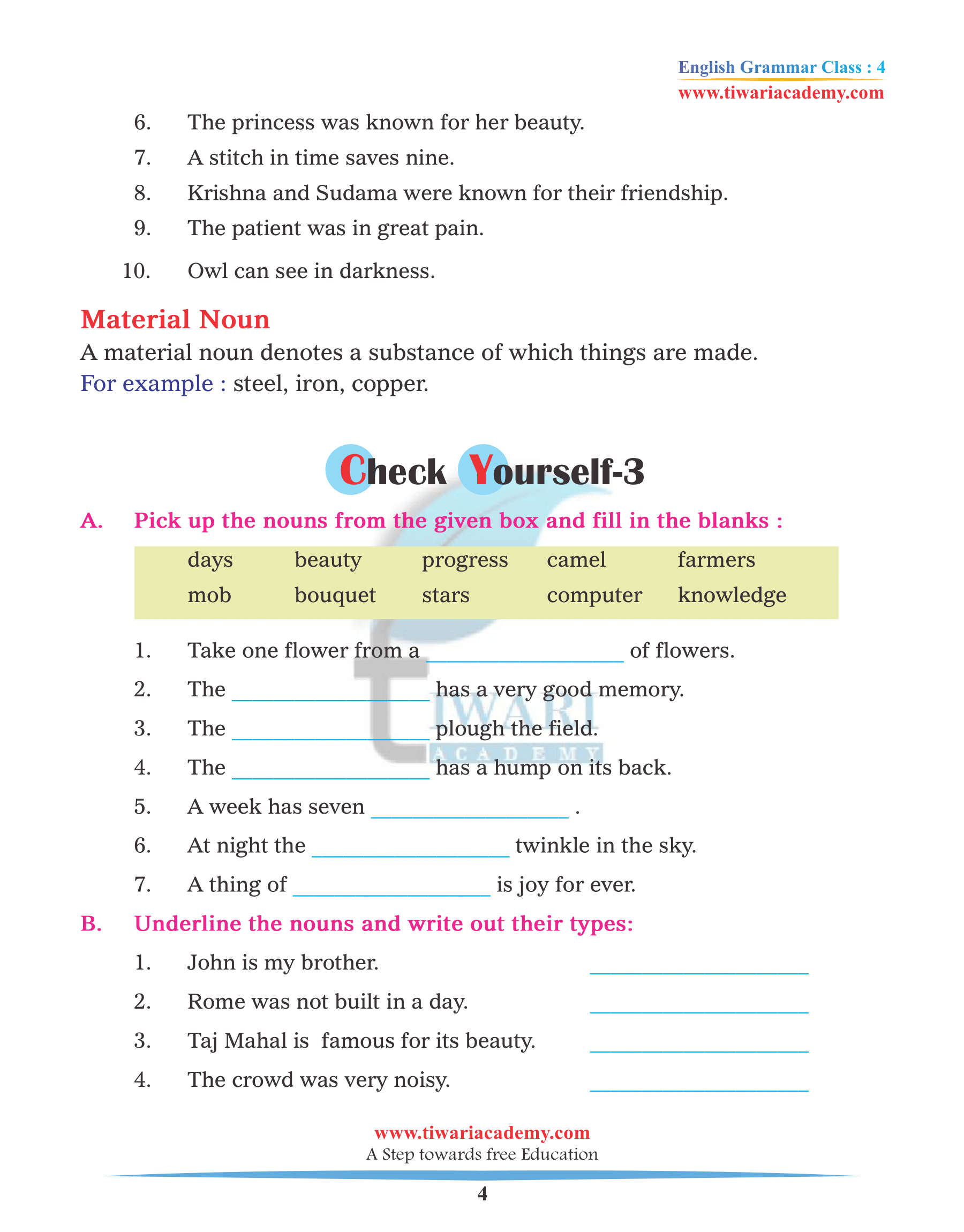 CBSE Class 4 English Grammar Chapter 5 in PDF