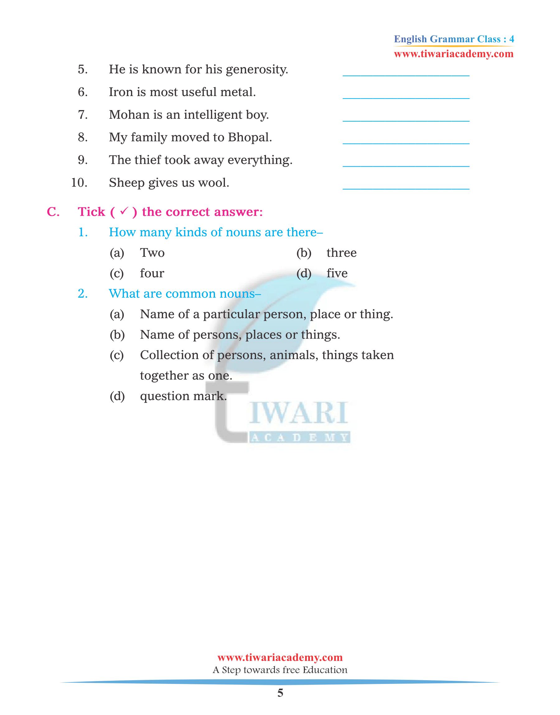 CBSE NCERT Class 4 English Grammar Chapter 5 the Noun and its Kinds. CBSE NCERT Class 4 English Grammar Chapter 5 the Noun and its Kinds.