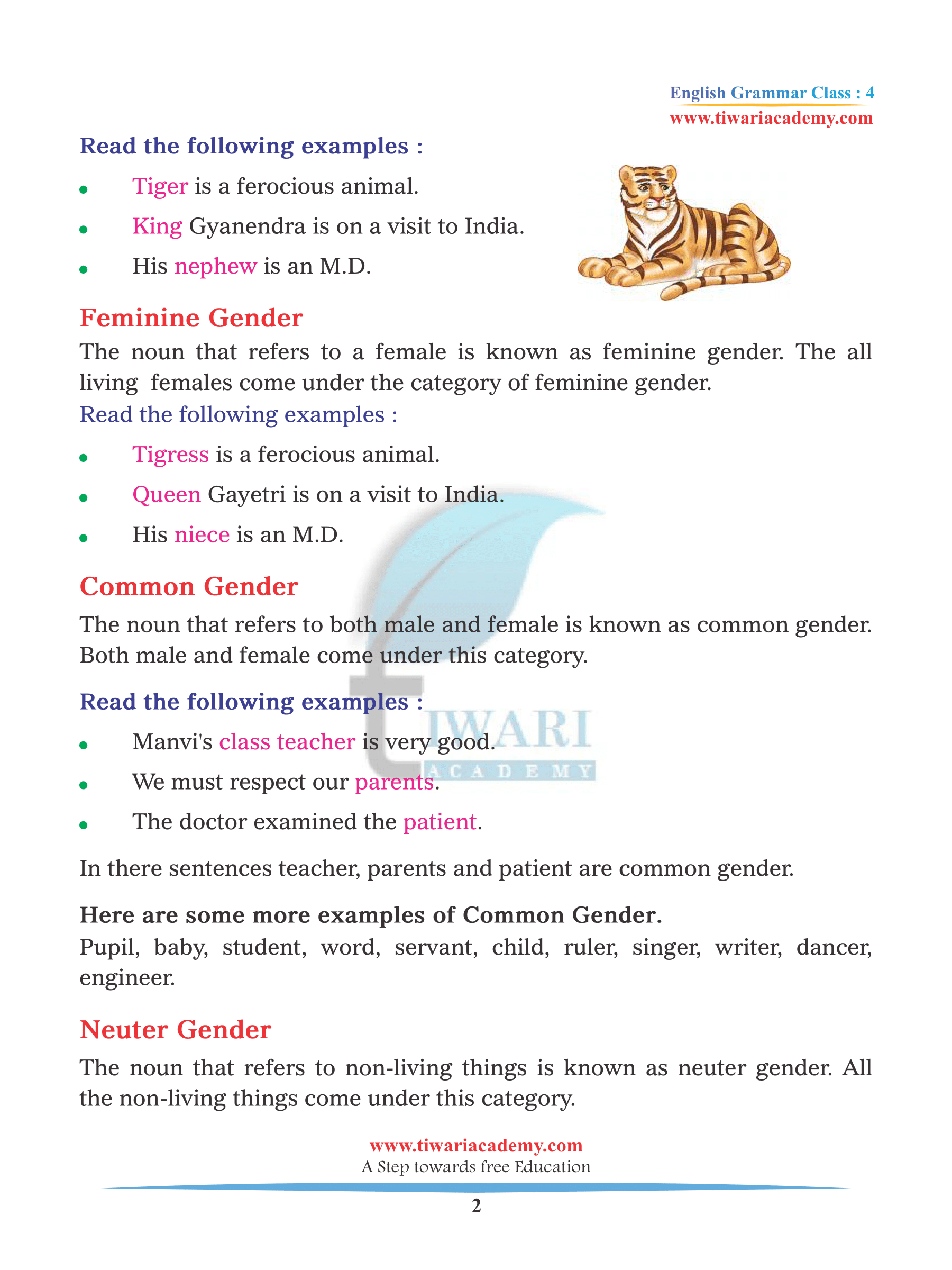 CBSE Class 4 English Grammar Chapter 6 Noun’s Gender