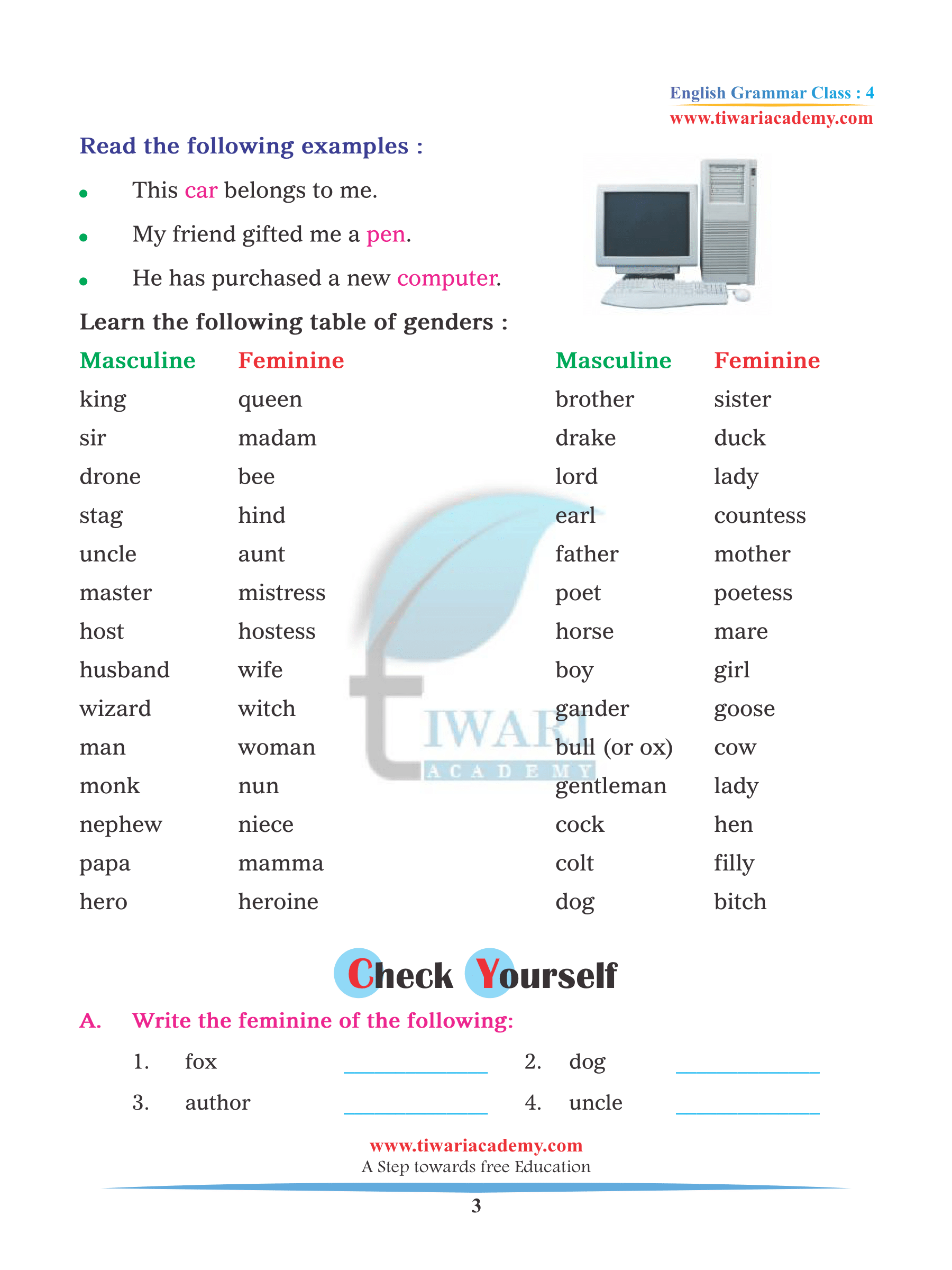 Class 4 English Grammar Chapter 6