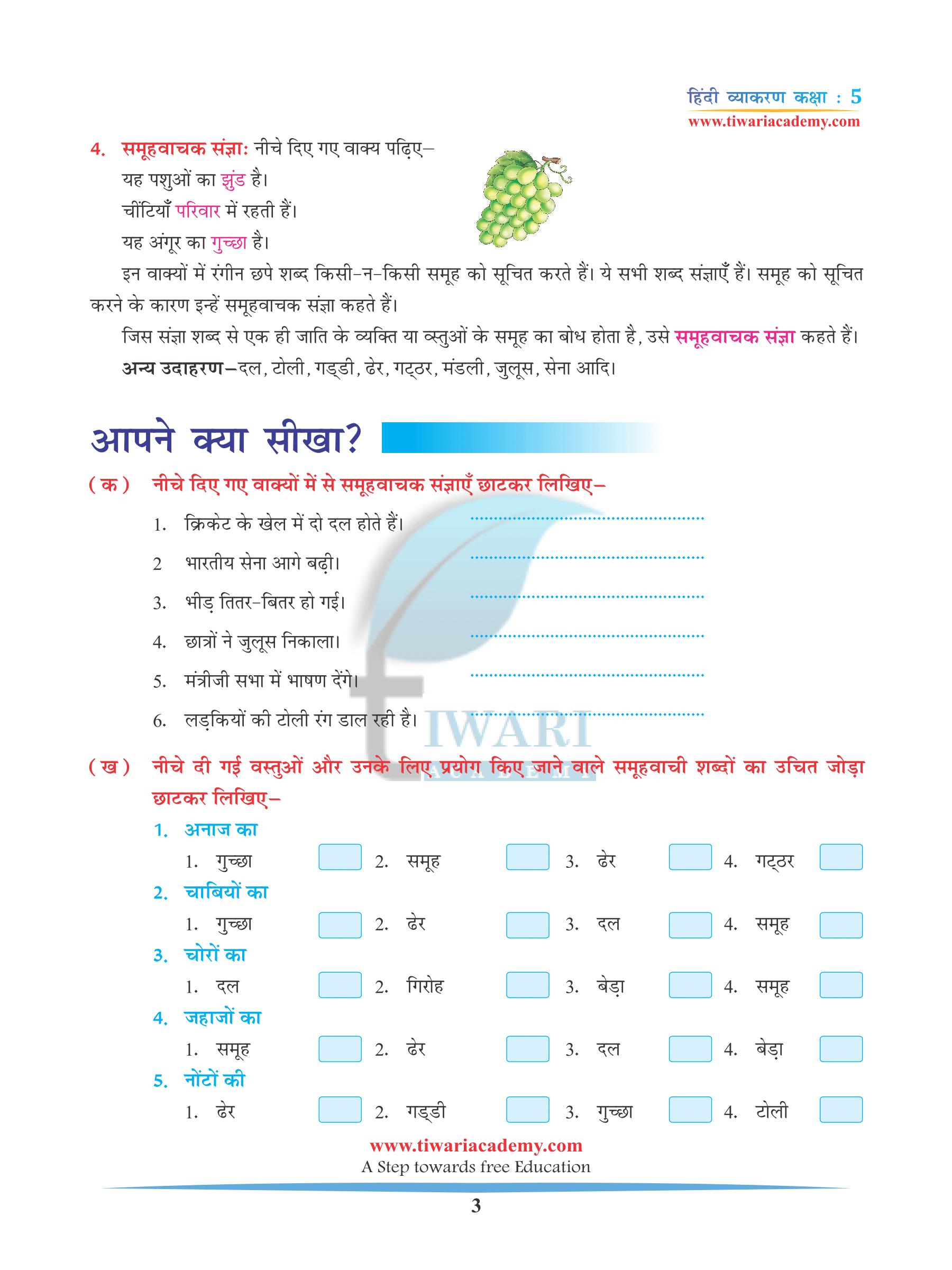 CBSE Class 5 Hindi Grammar Chapter 3 Sangya aur Sangya ke bhed