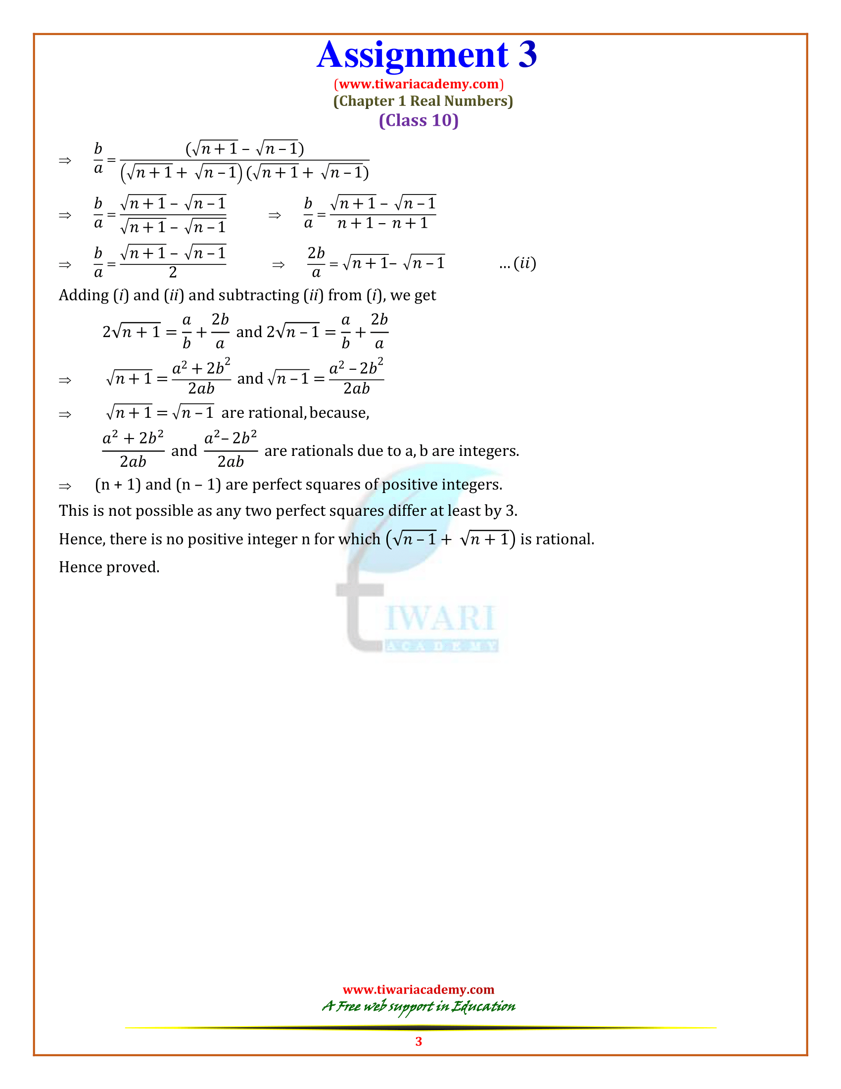 Class 10 Maths Assignments Real numbers